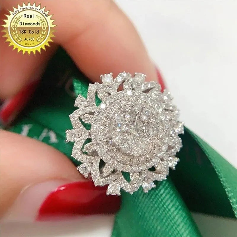 1.3ct Natural Real Diamond Ring 18K White Gold - Certified Engagement & Wedding Jewelry for Women - Perfect for Proposals, Anniversaries, and Special Occasions