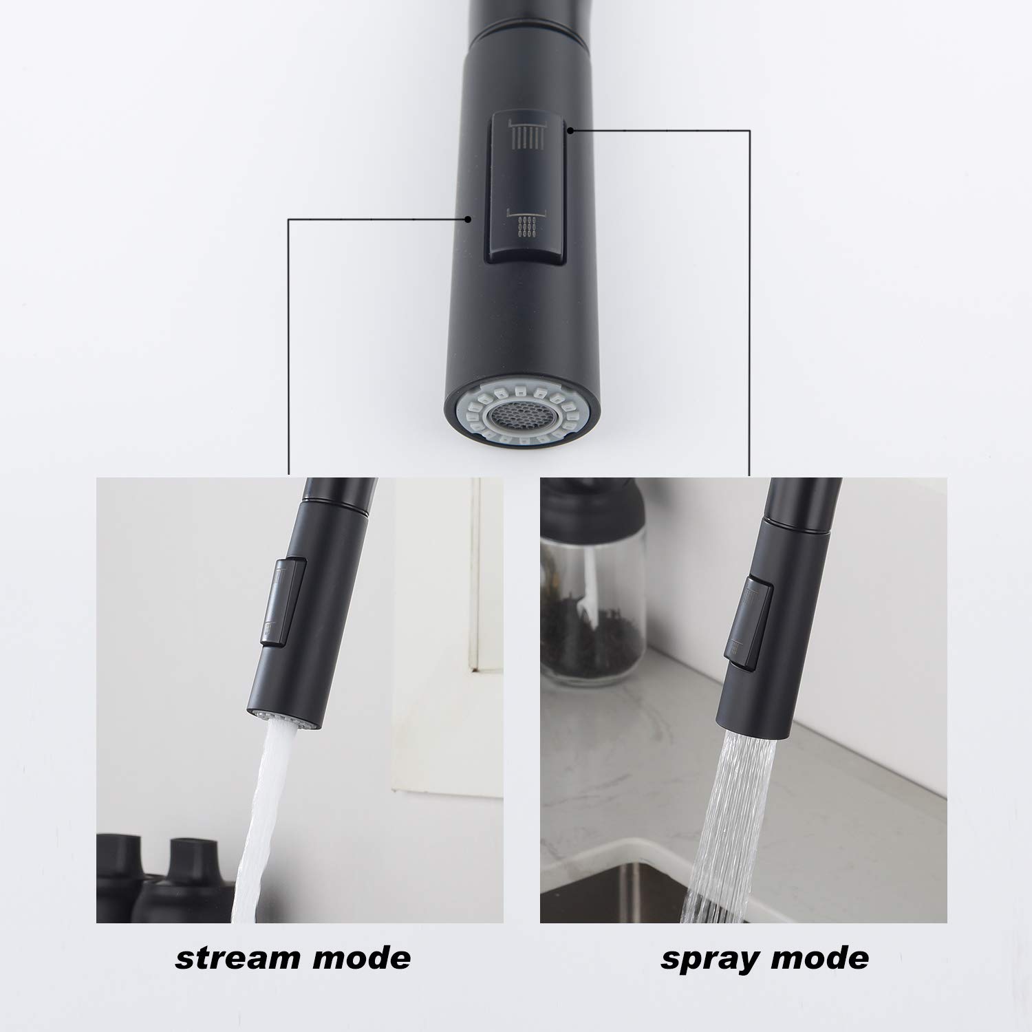 Matte Black Touch Kitchen Faucet with Pull Down Sprayer - Modern Hands-Free Water Dispenser for Cooking, Washing Dishes & Filling Pots