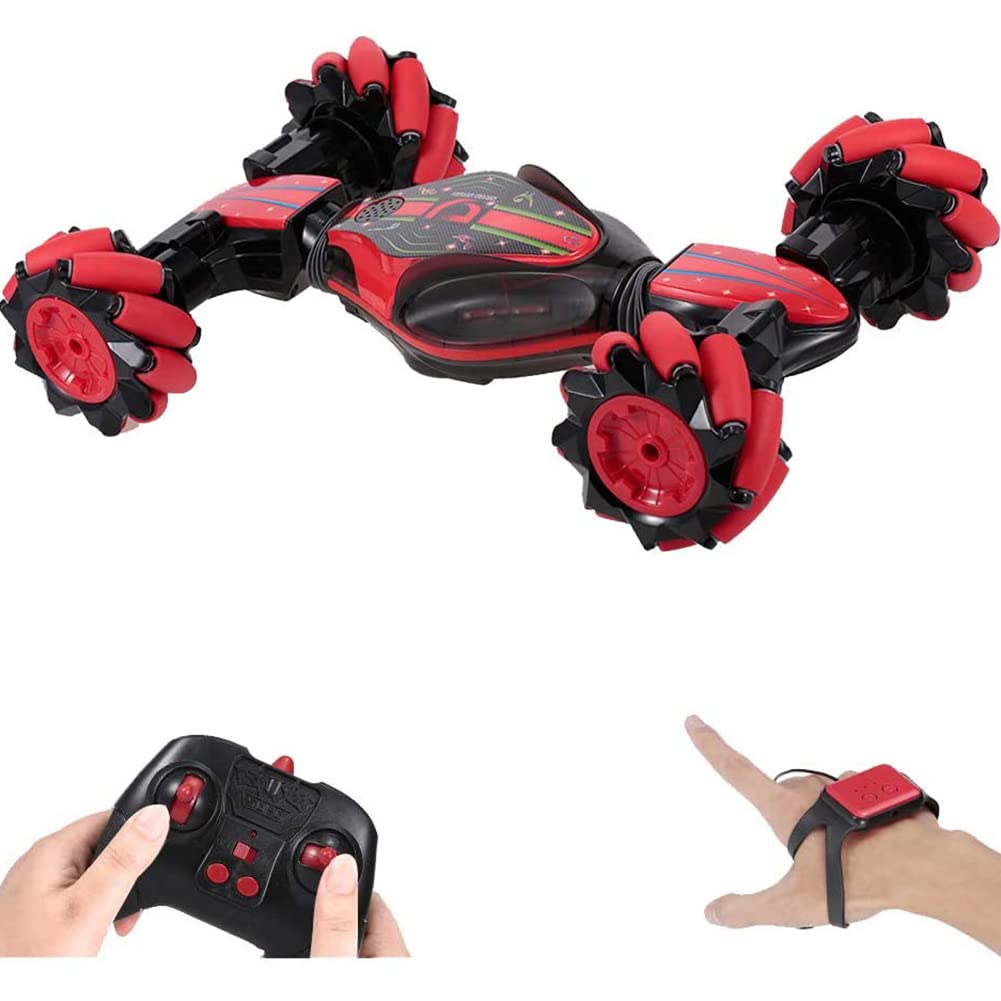 4WD 2.4GHz RC Stunt Car - All-Terrain Off-Road Remote Control Vehicle with 360° Flips, Double-Sided Rotation, Gesture Sensor, LED Lights & Music | Kids Toy for Indoor/Outdoor Play, Birthday Gifts, Racing Competition