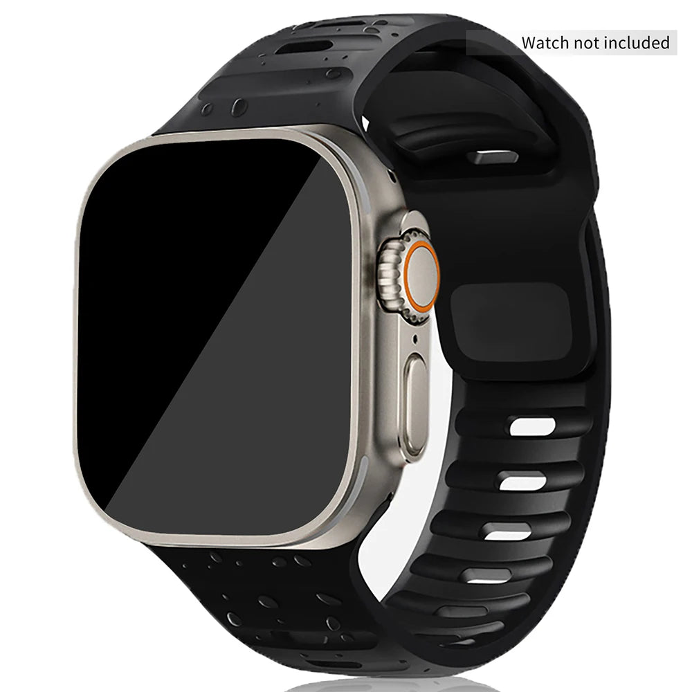 Premium Black Silicone Sports Band for Apple Watch - Durable, Comfortable & Sweatproof - Perfect for Running, Gym & Outdoor Activities