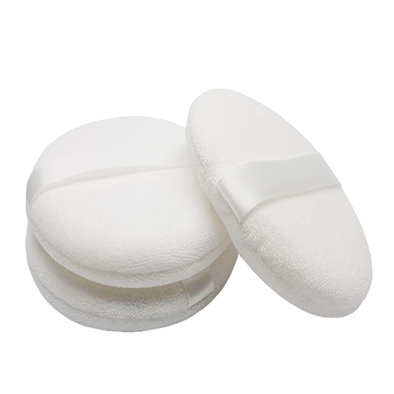 6-Piece Pure Cotton Powder Puff Set - 4.15 Inch Makeup Sponge for Powder & Mineral Foundation - Soft Blending Sponge for Wet/Dry Application with Convenient Strap - Perfect for Face & Body Makeup Application