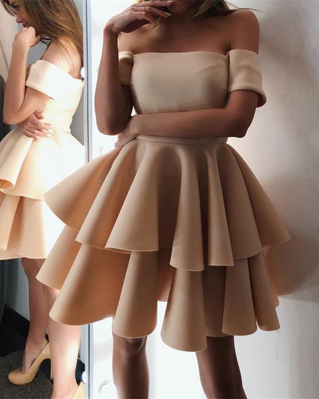 Elegant Off Shoulder A-Line Homecoming Dress with Ruffles - Short Prom Dress for Women, Perfect for Parties, Dances and Special Occasions