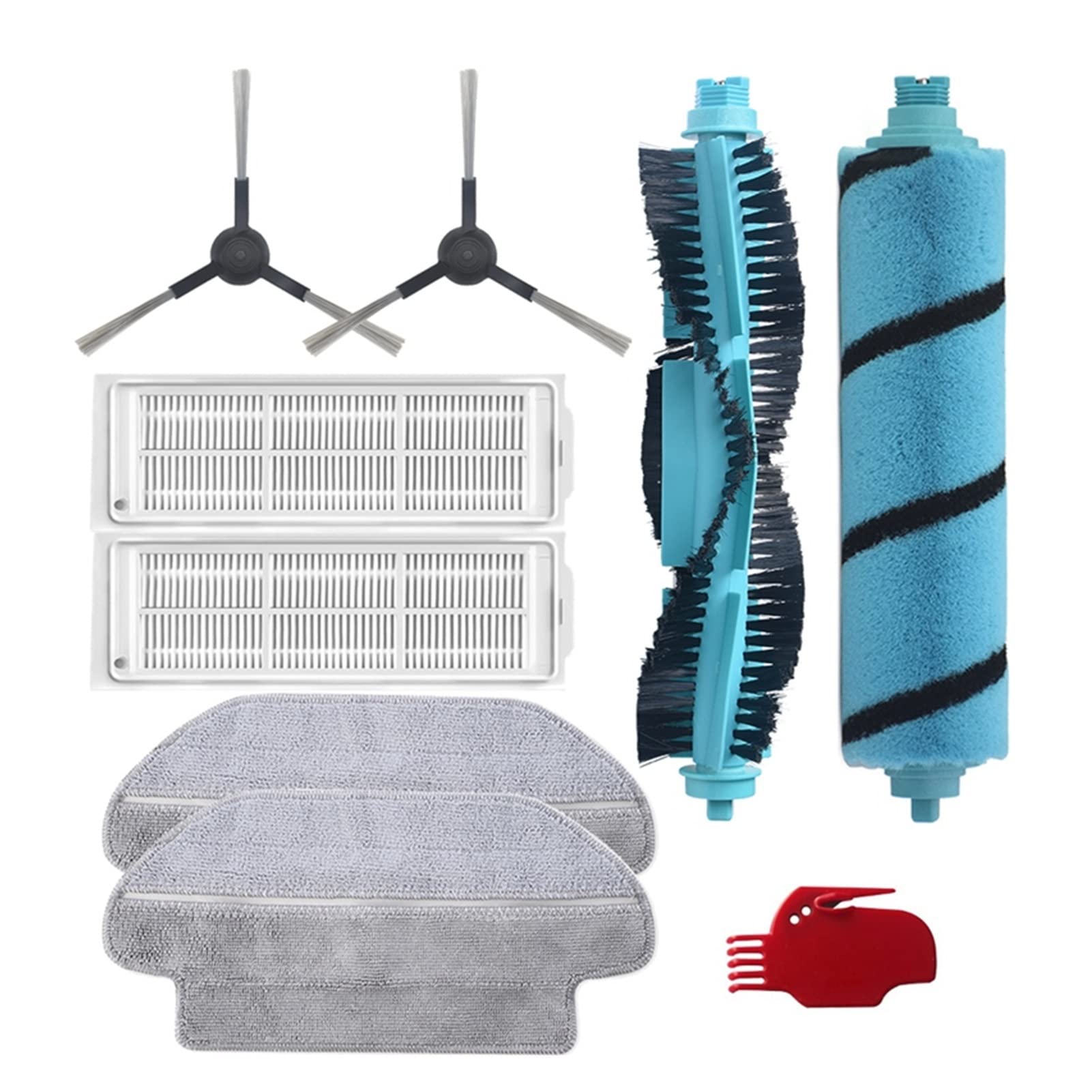 JIESITONG Vacuum Cleaner Mop Main Brush & Washable Filter Side Brush Replacement Parts - Compatible with Conga 1890 3790 3290 3490 3690 Robot Vacuums (Blueblack) - Perfect for Hardwood Floors, Carpets & Pet Hair Cleaning