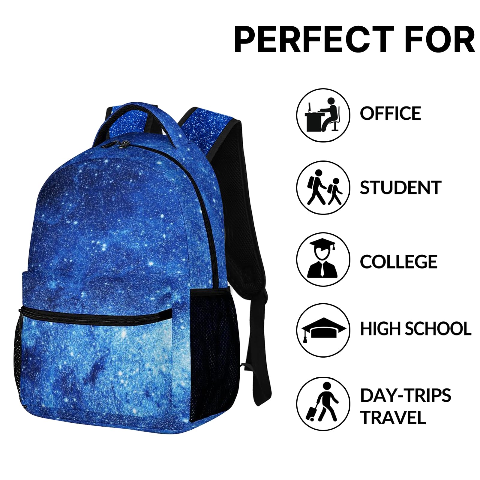 Blue Galaxy Backpack for Kids - Space Universe Themed School Backpack for Boys & Girls, 16.5 Inch Starry Stars Laptop Backpack for Elementary Students - Perfect for School, Travel & Daily Use