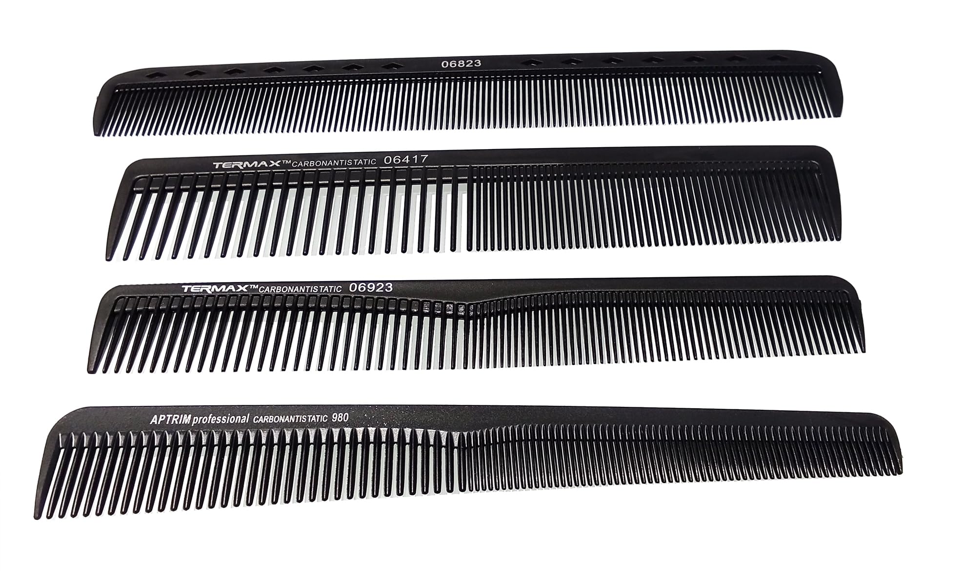 La Belleza 4-Pack Black Acrylic Hair Combs Set - Professional Hairdressing Comb & Bridal Hair Clips with Side Pins for Women & Girls - Perfect for Weddings, Parties & Everyday Styling (Black Acrylic Comb 1)