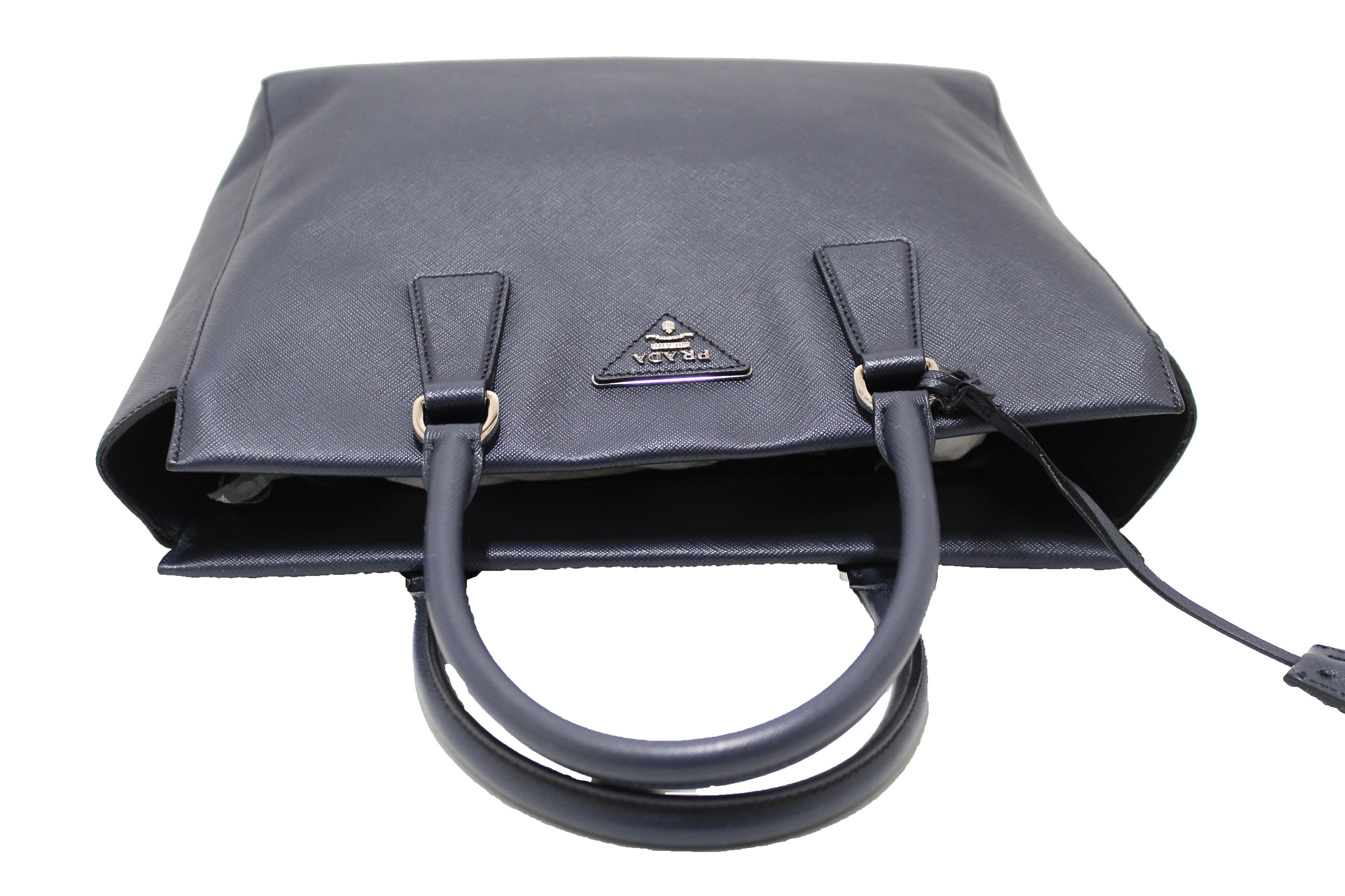 Authentic Prada Blue Saffiano Lux Leather Tote Bag for Women | Luxury Designer Handbag | Perfect for Work, Travel & Everyday Use