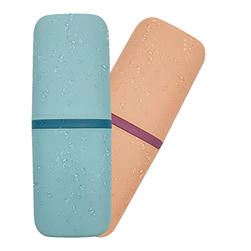 Portable Travel Toothbrush Holder with Toothpaste Storage - 2 Pack Waterproof Case for Business Trips, Camping, School & Daily Use | Compact & Hygienic Travel Essential