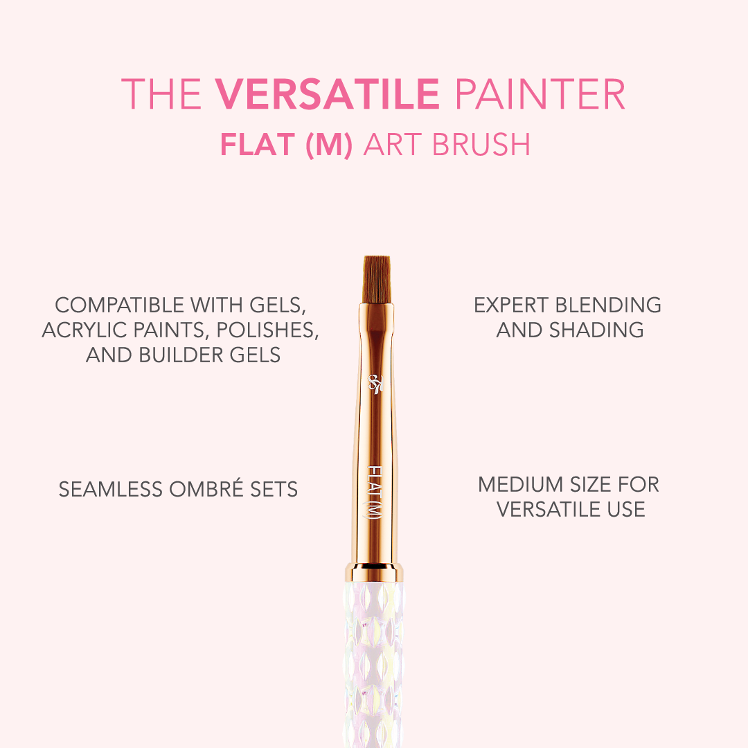 Professional Nail Art Brush - M Flat Tip for Precise Detailing | Perfect for Acrylic, Gel, and Nail Art Designs | Salon & Home Manicure Use