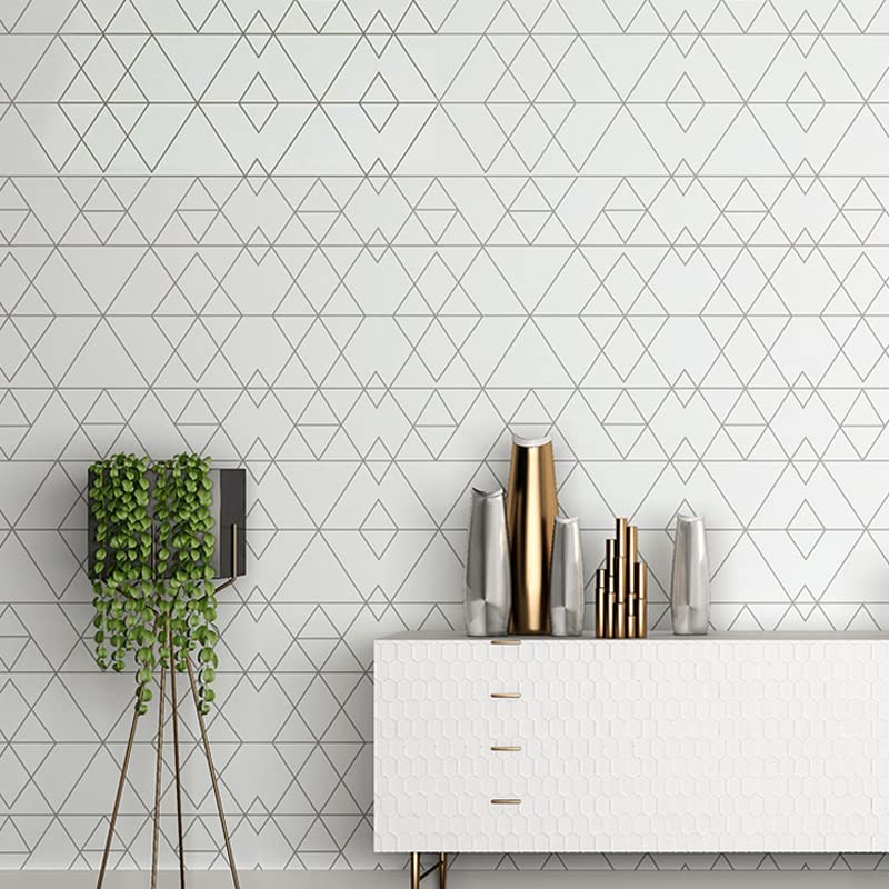 Black White Geometric Grid Wallpaper - Modern Peel & Stick Wallpaper for Bedroom, Living Room, Kitchen Decor - Self-Adhesive Removable Wallpaper for TV Background, Study Room - 53cm x 10m - Perfect for Home Renovation & Interior Design Projects