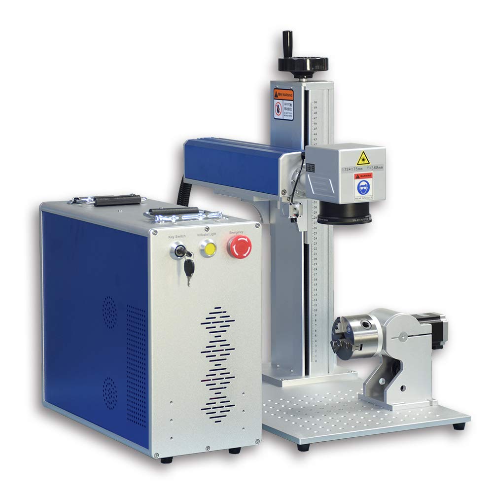 50W JPT Fiber Laser Engraver Machine with 80mm Rotary Axis - Perfect for Metal Marking & Engraving
