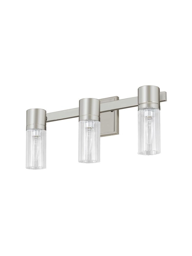 Livex Lighting 50683-91 Midtown 3-Light Bathroom Vanity Light Fixture in Brushed Nickel - Perfect for Modern Bathrooms, Powder Rooms & Spa-Like Retreats