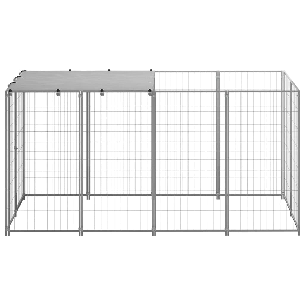vidaXL Large Outdoor Dog Kennel with Lockable Door & Roof - Heavy Duty Steel Dog Crate for Training, Exercise & Play - Perfect for Backyard, Garden & Patio Use