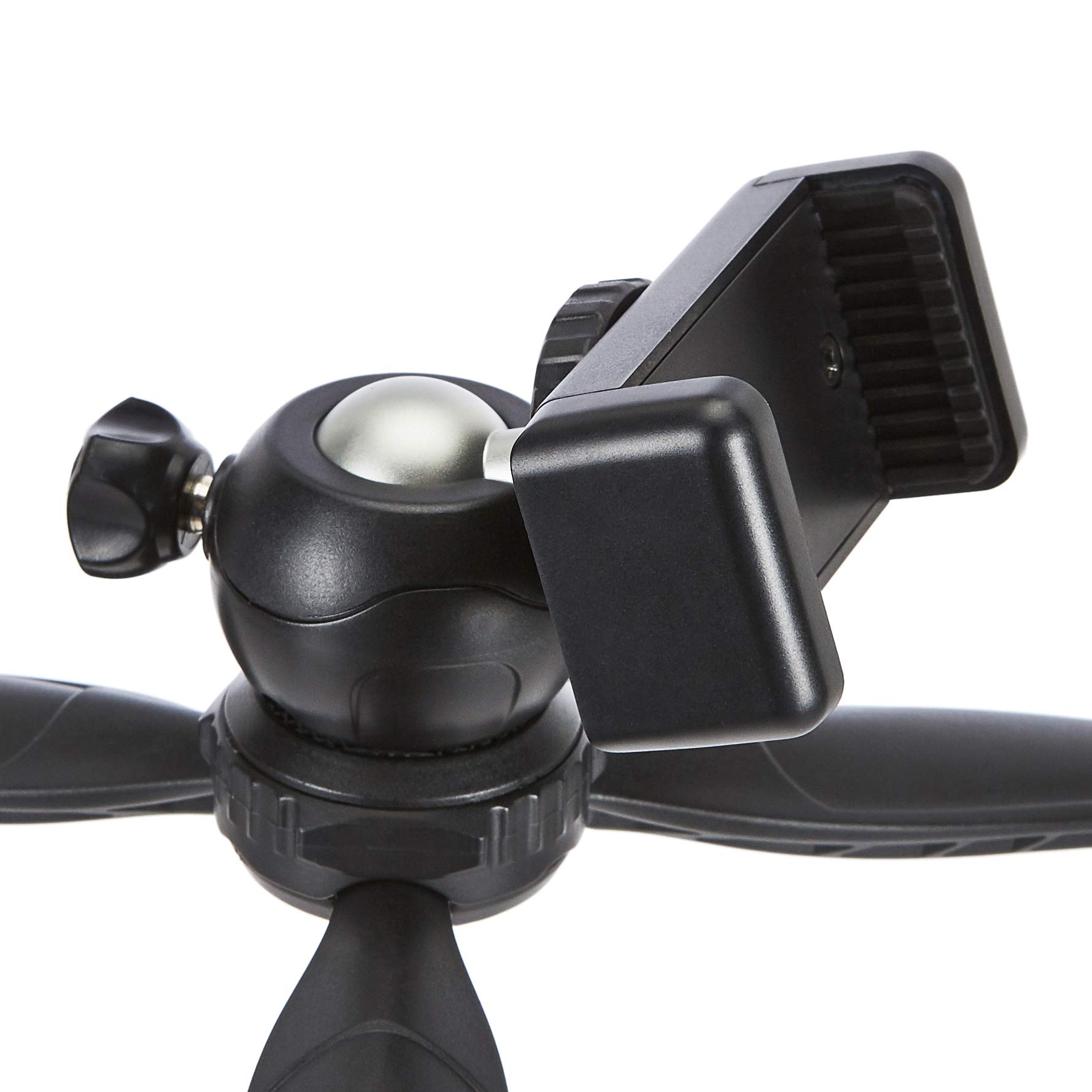 Amazon Basics Smartphone Mini Tripod Stand with Adjustable Legs - Portable & Lightweight for Vlogging, Selfies, Video Calls & Travel Photography (Black)