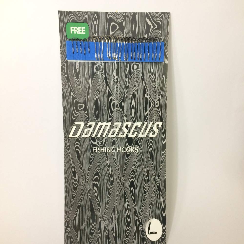 Premium Damascus High Carbon Steel 20+5 Piece Fishing Hook Set with Fluorocarbon Coated Line - Snelled Hooks with Leader for Bass, Trout, and Saltwater Fishing - Ideal for Freshwater & Ocean Angling
