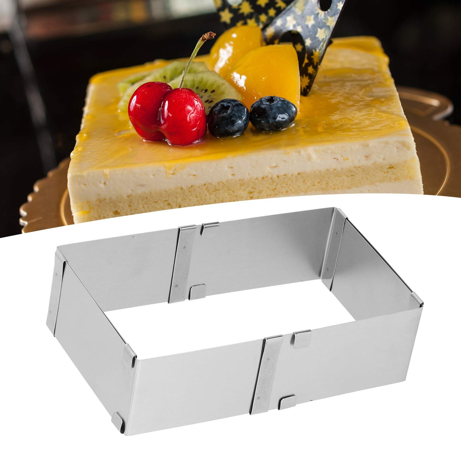 Premium Stainless Steel Adjustable Cake Ring Molds - Square Retractable Mousse & Biscuit Baking Mold Set (10-18cm) for Professional Chefs & Home Bakers - Perfect for Layered Cakes, Desserts & Pastry Making