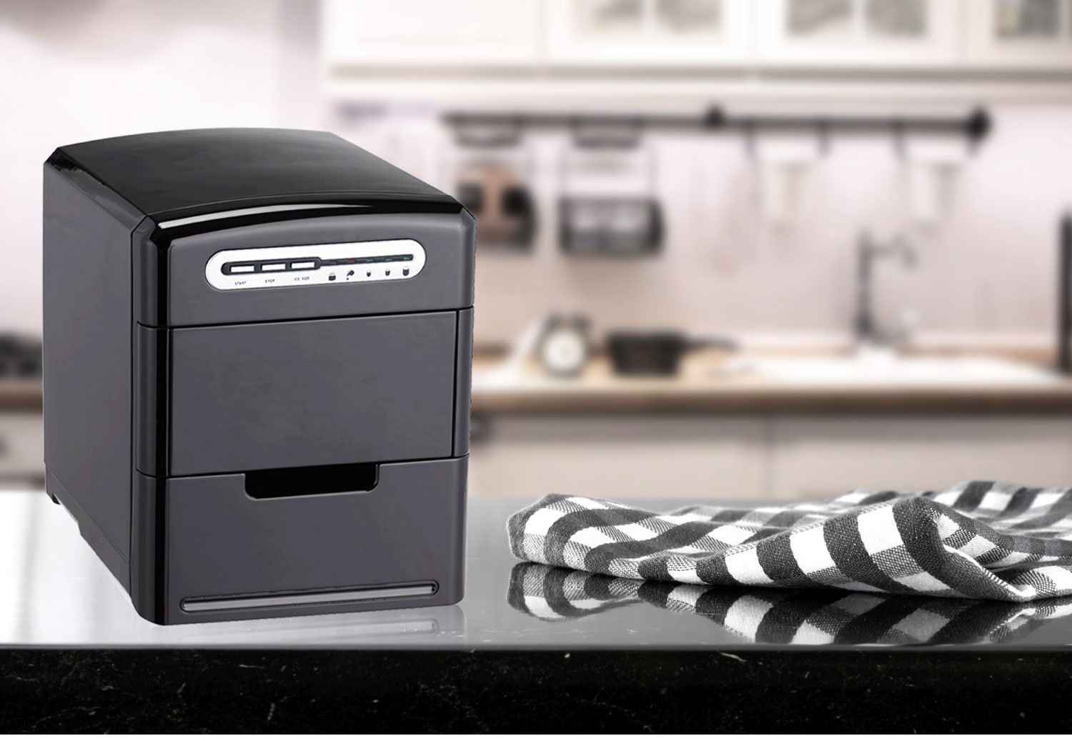 Sunpentown Portable Ice Maker Machine - Countertop, Compact & Fast Ice Making for Home, Office, Party - Black (Perfect for Cocktails, Beverages, Outdoor Events)