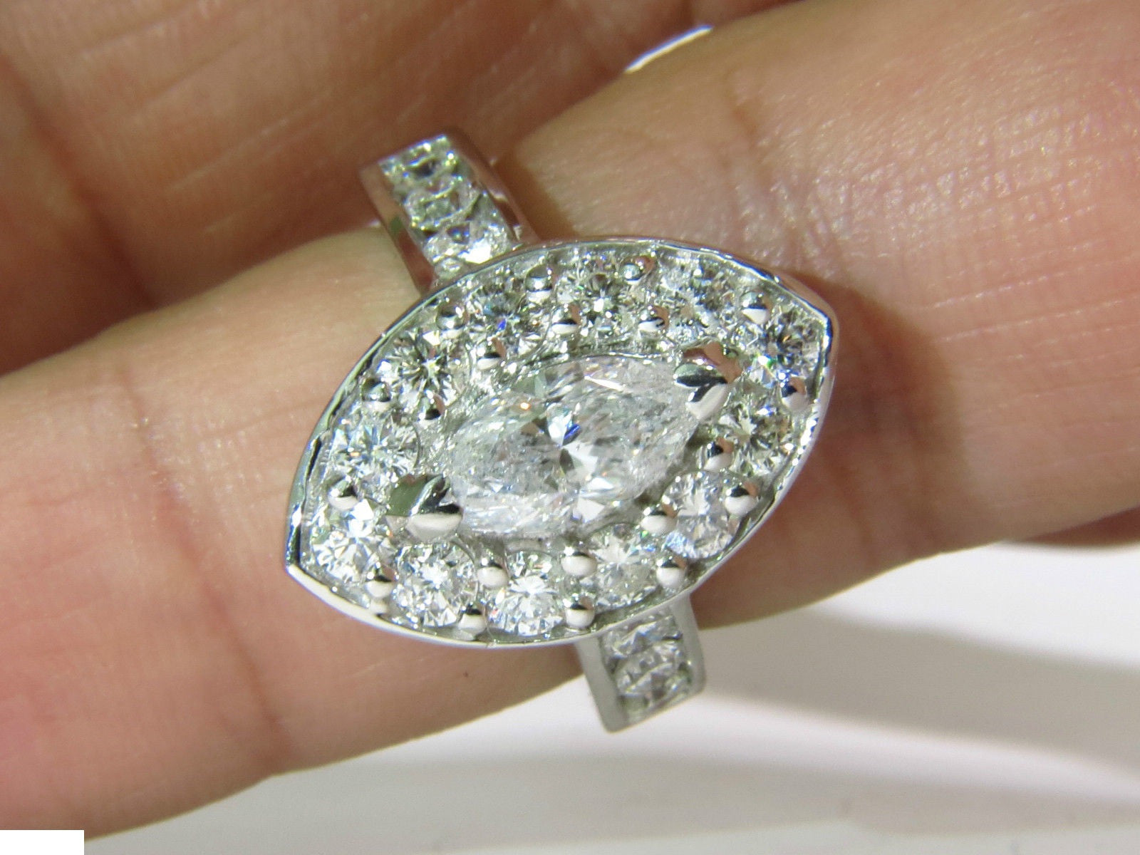 2.62 Carat Diamond Cluster Ring - Marquise & Round Cut 14K Gold Halo Engagement Ring for Women, Perfect for Weddings, Anniversaries & Special Occasions