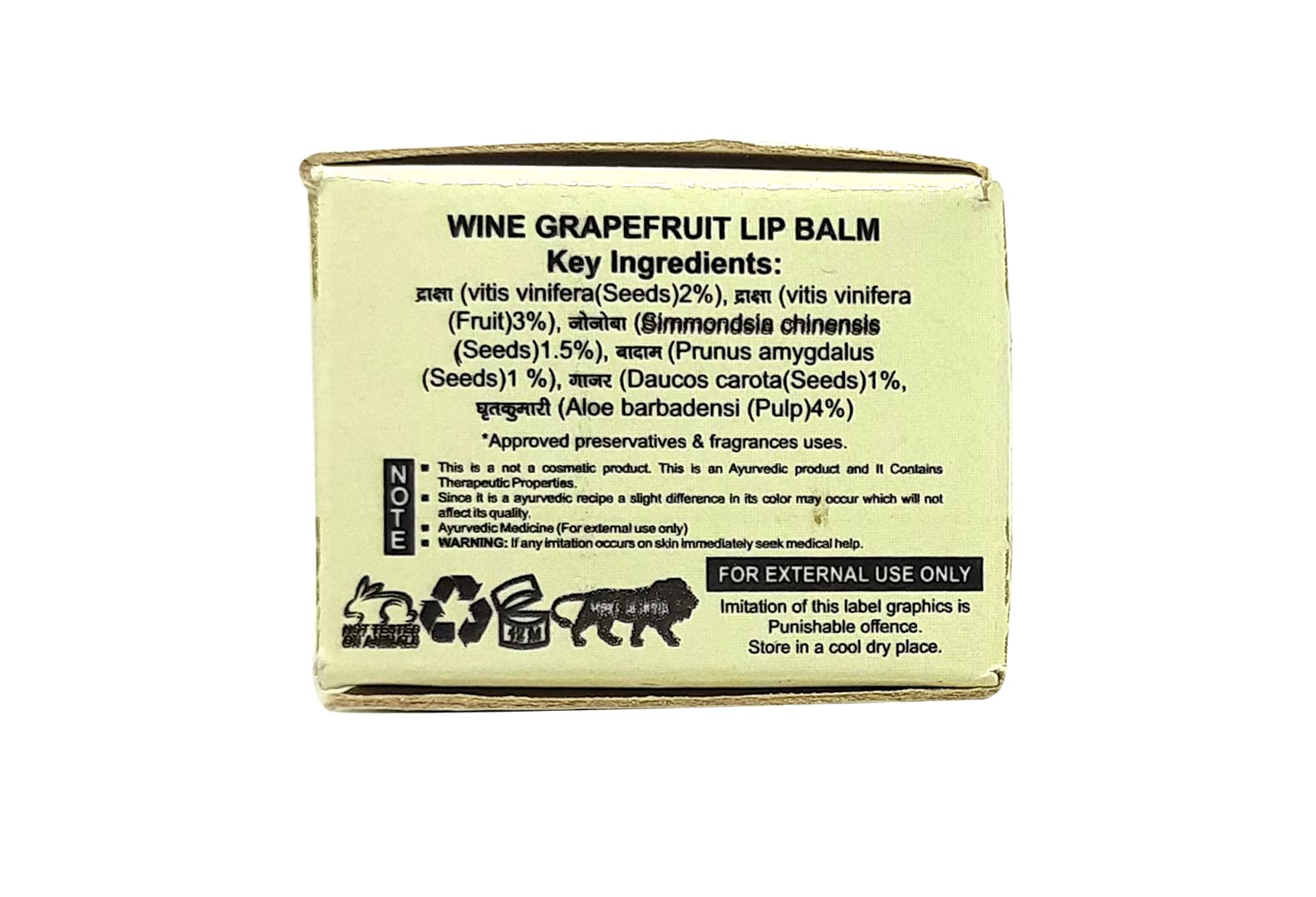 Khadi Pure Gramodyog Herbal Wine Grape Fruit Lip Balm - 10G | Natural Moisturizing & Nourishing Lip Care for Dry, Chapped Lips | Perfect for Daily Use, Travel & Winter Protection