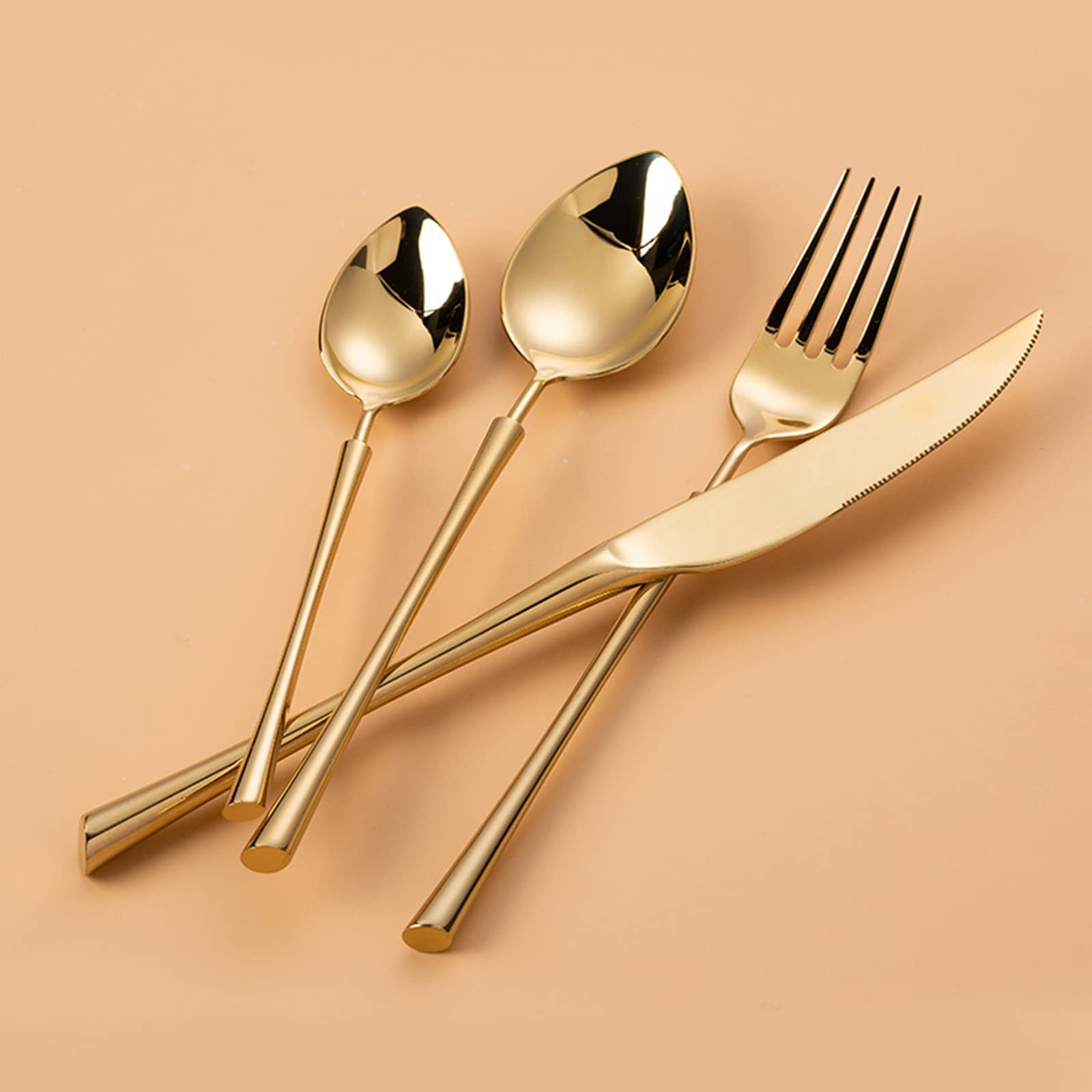 Premium 24-Piece Stainless Steel Flatware Set - 18/10 Mirror Polished Silverware for 6 - Elegant Travel Cutlery with Steak Knives, Dinner Forks & Spoons - Perfect for Camping, Picnics, RV Trips & Dinner Parties