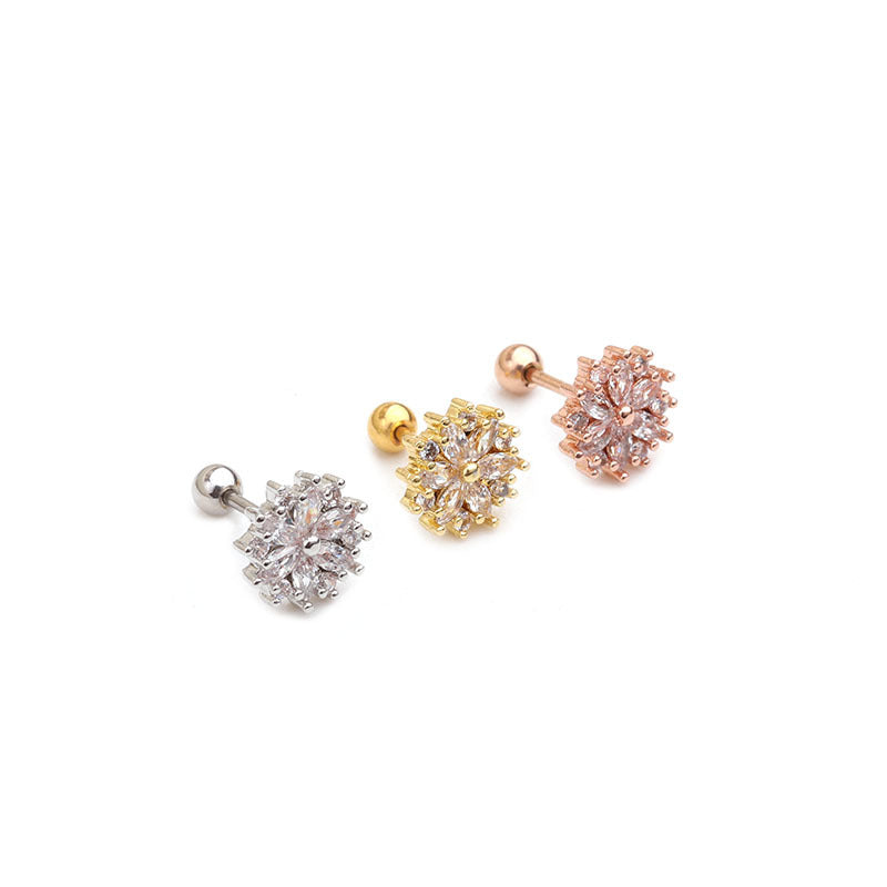 20G Cartilage Flower Stud Rose Gold Earrings for Women - Hypoallergenic Pierced Ear Jewelry Gift | Perfect for Parties, Weddings & Everyday Wear (HSPJ1952)