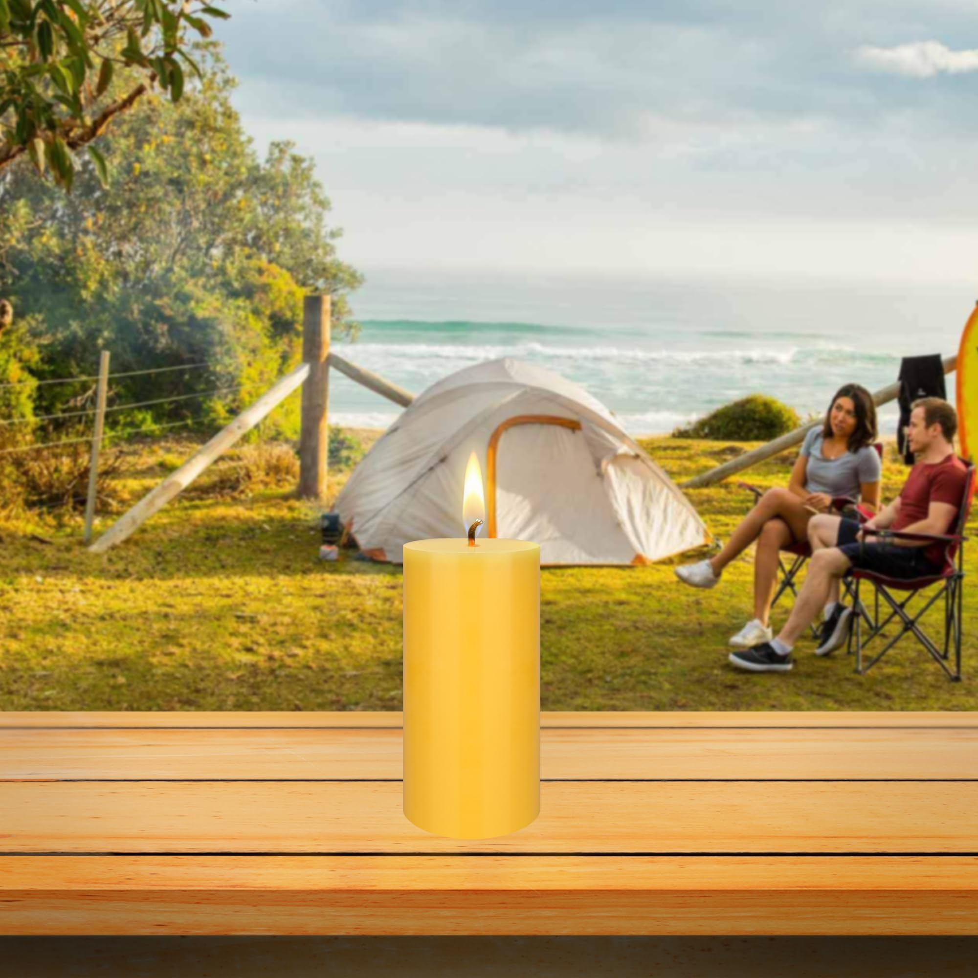 Premium Citronella Scented Pillar Candle - 3x6 Inch Hand-Poured Wax Candle for Indoor & Outdoor Use - Perfect for Camping, Parties, BBQs, Picnics, and Patio Decor - Natural Mosquito Repellent Candle