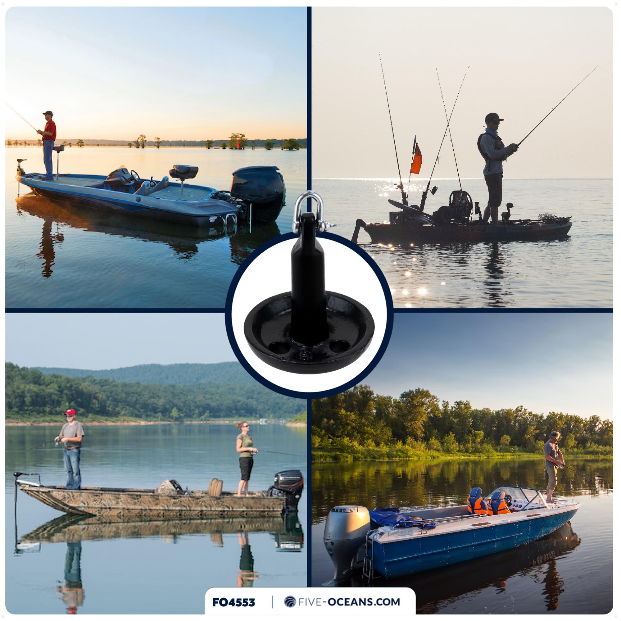 Five Oceans Mushroom Boat Anchor & Anchor Kit - Black PVC Vinyl Coated Marine Anchor for Kayak, Canoe, Paddle Board, Jet Ski & Small Boats | Secure Watercraft in Lakes, Rivers & Coastal Areas