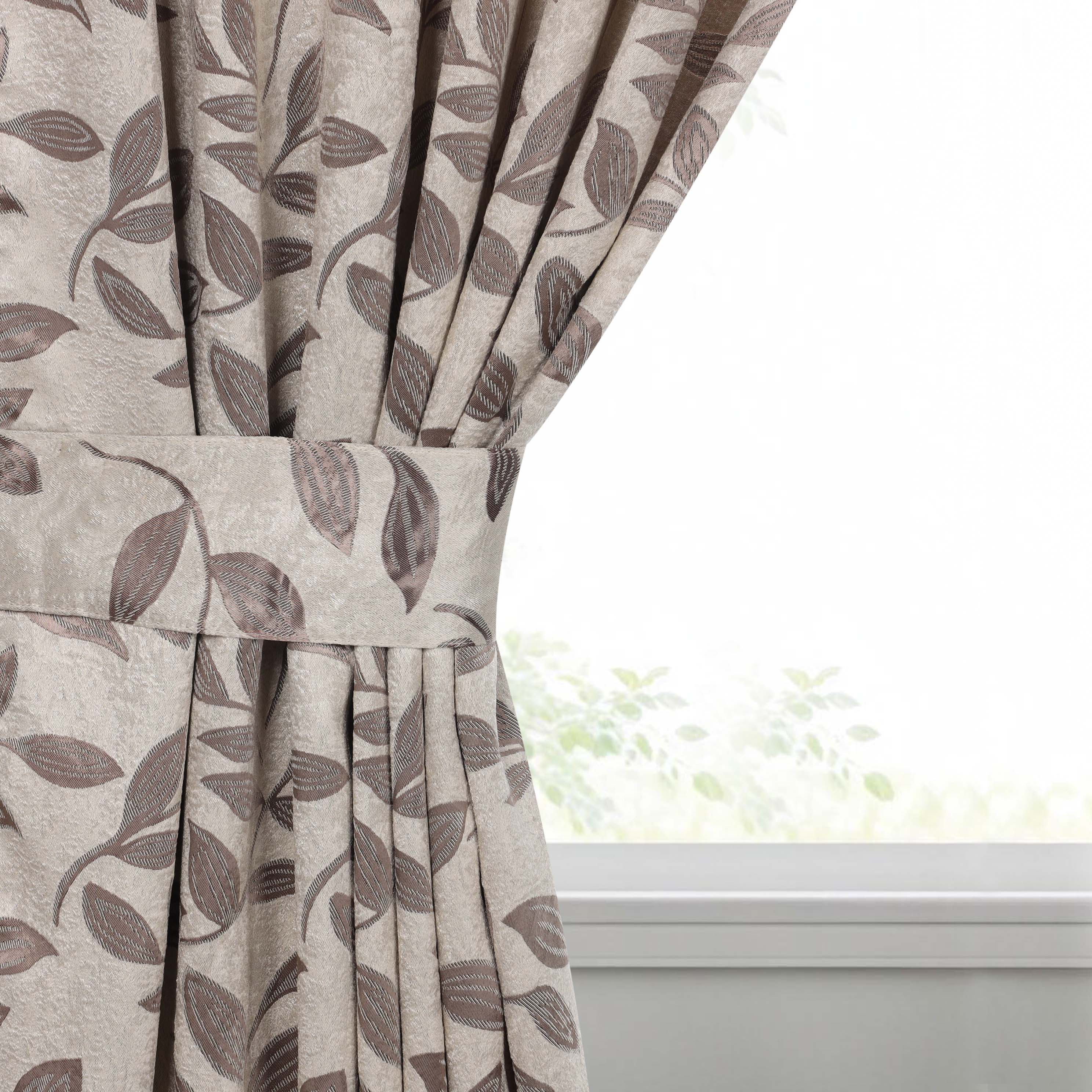 Blackout Curtains for Bedroom - Set of 2 Panels, 100% Room Darkening Thermal Insulated Drapes with Leaves Pattern - Perfect for Nursery, Home Theater & Light Sleepers