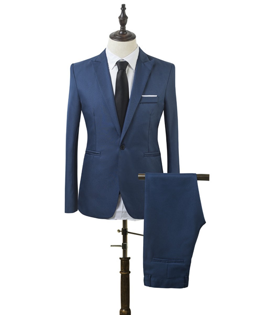 SOLOVEDRESS Men's 2-Piece Formal Suit Set - Slim Fit One Button Blazer & Pants for Wedding, Groomsmen, Business & Office Wear | Premium Quality Tuxedo Jacket & Dress Pants for Special Occasions