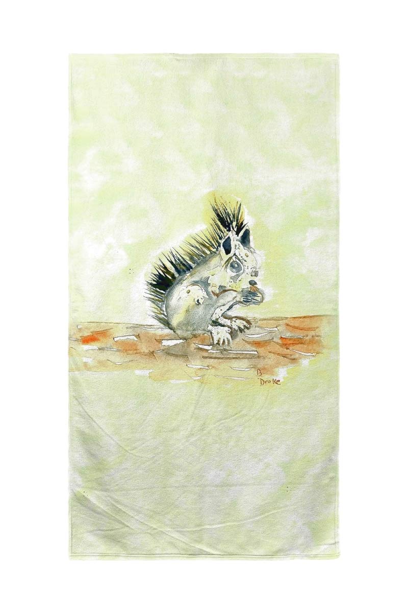 Betsy Drake Baby Squirrel Beach Towel - Soft Absorbent Quick-Dry Bath Towel for Pool, Beach, Travel & Gym - Cute Animal Design for Kids & Adults