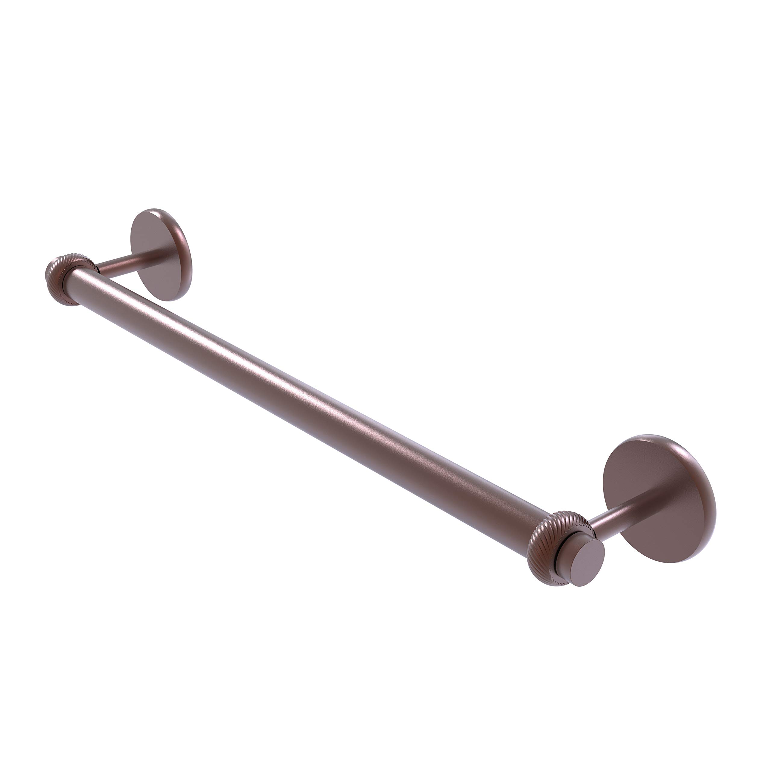 Allied Brass 7251T/18-CA Satellite Orbit Two Collection 18 Inch Antique Copper Towel Bar with Twist Detail - Perfect for Bathroom, Spa, and Luxury Home Decor