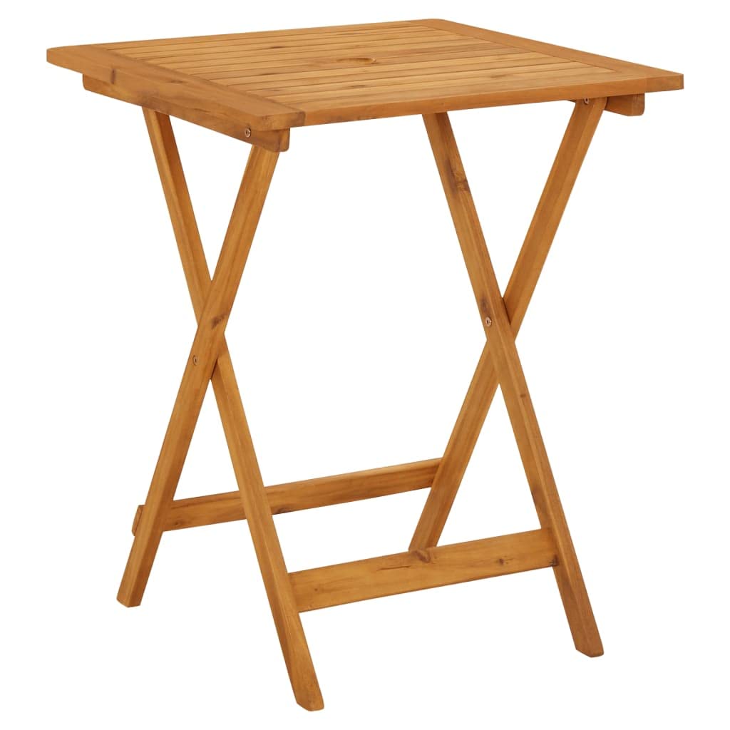 Portable Acacia Wood Folding Side Table 23.6x23.6x29.5 Inch - Outdoor Patio, Beach, Camping, Balcony & Garden Furniture - Perfect for BBQs, Picnics and Backyard Relaxation