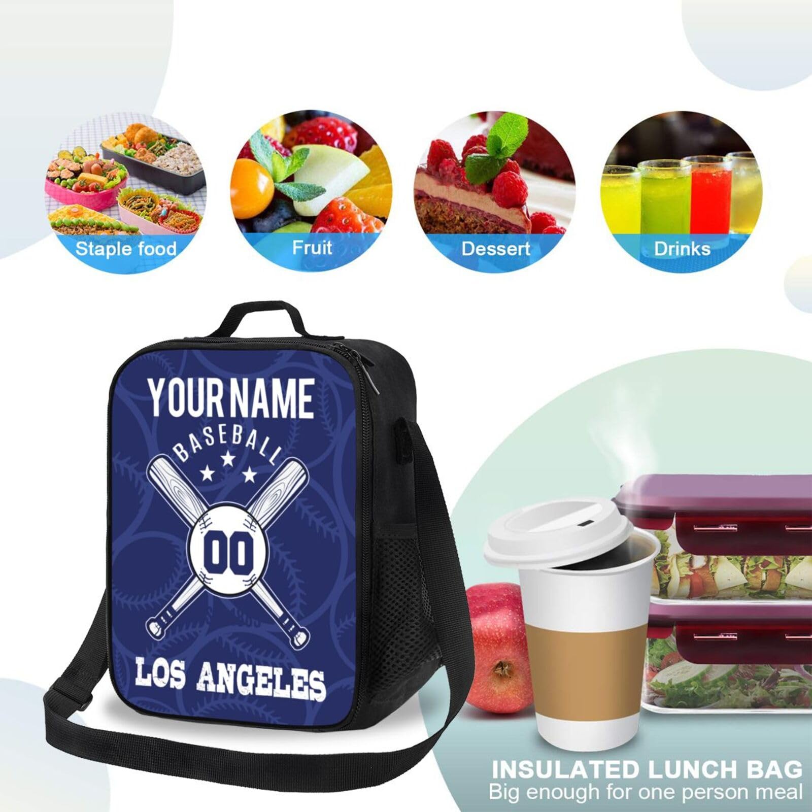 Custom Insulated Lunch Box with Name & Number - Portable Cooler Lunch Bag for Kids, Men & Women - Perfect for School, Work & Outdoor Picnics