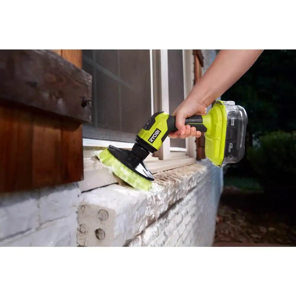 **ONE+ 18V Cordless Compact Power Scrubber Kit with 2.0 Ah Battery & Charger - Ideal for Deep Cleaning Tiles, Grout, Bathtubs, and Outdoor Surfaces**