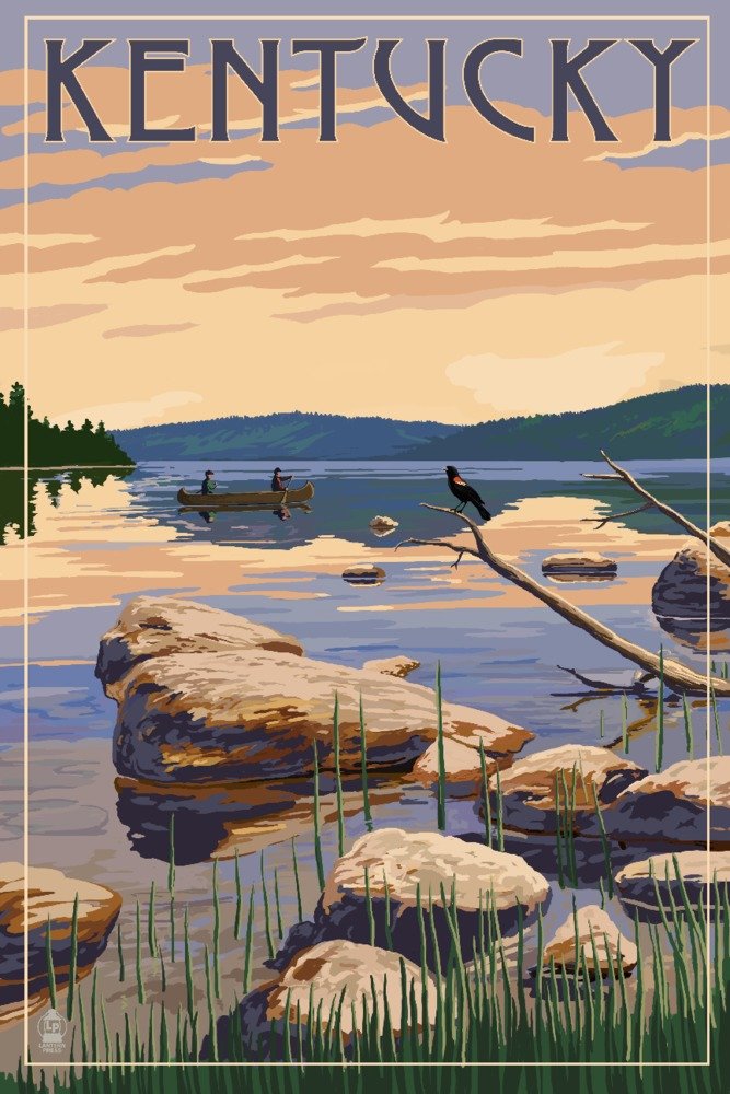 Kentucky Lake Sunrise Scene - 36x54 Giclee Art Print, Travel Poster Wall Decor for Living Room, Bedroom & Office - High Quality Gallery Canvas for Home & Commercial Spaces