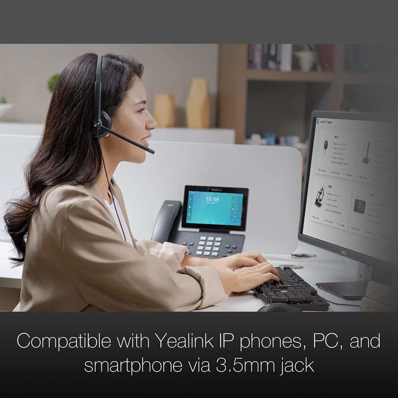 Yealink UH34 Duo UC Wired Headset with USB-C - Noise Cancelling Headphones for Deskphone, PC, Mac | Compatible with Teams, Zoom, RingCentral | Includes Microfiber Cloth - Perfect for Home Office, Call Centers & Remote Work