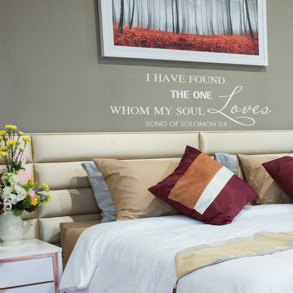 The One My Soul Loves - Romantic Vinyl Wall Quote Decal for Bedroom, Nursery, Headboard Decor (33x10 inches, Brown) - Perfect for Couples' Room, Wedding Gift & Home Stickers