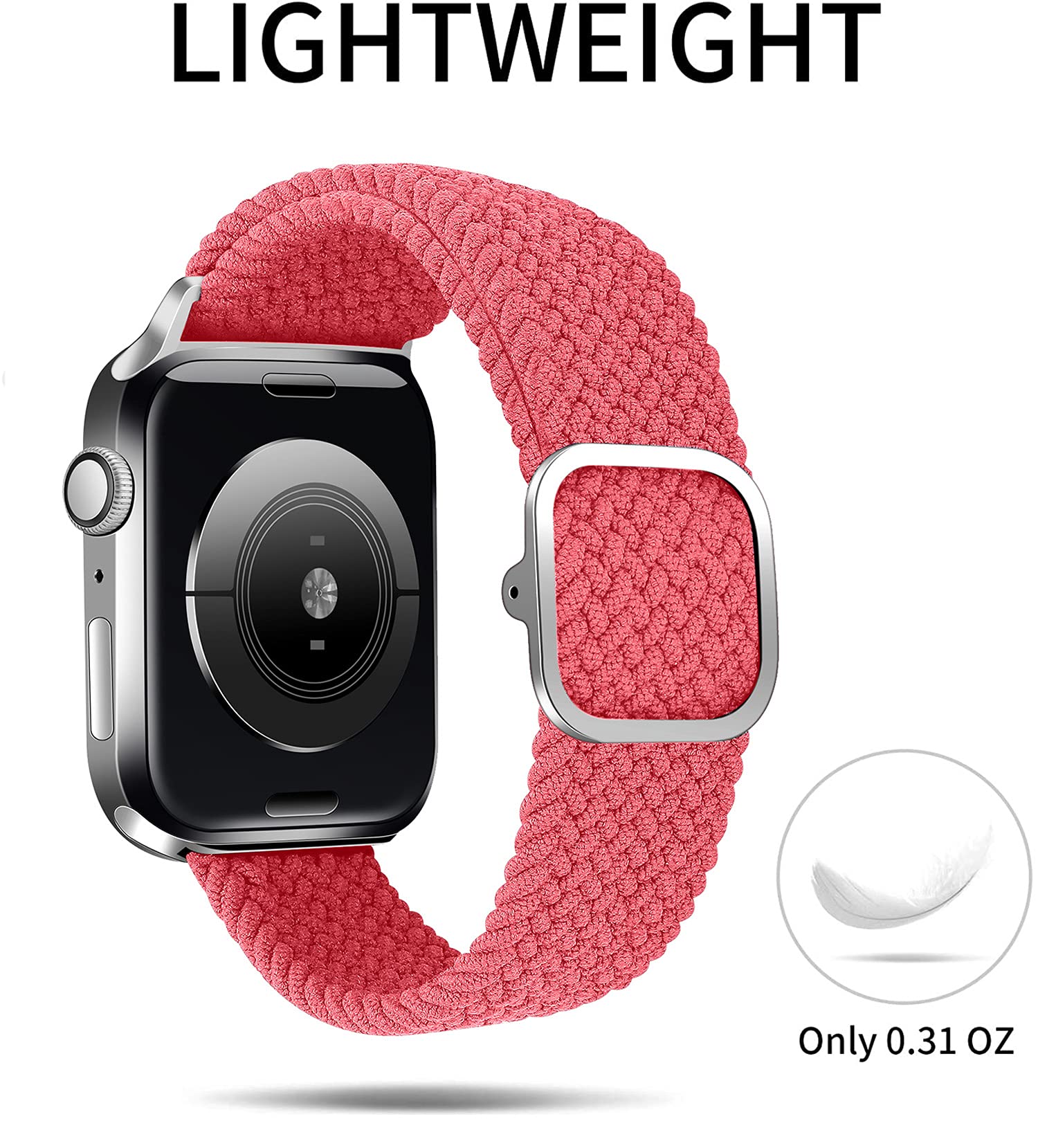 Stretchy Solo Loop Band for Apple Watch 45mm 44mm 42mm - Adjustable Nylon Braided Sport Strap Compatible with iWatch Series 7/6/5/4/3/2/1/SE - Perfect for Workouts, Running & Everyday Wear (Unisex Design for Men & Women)