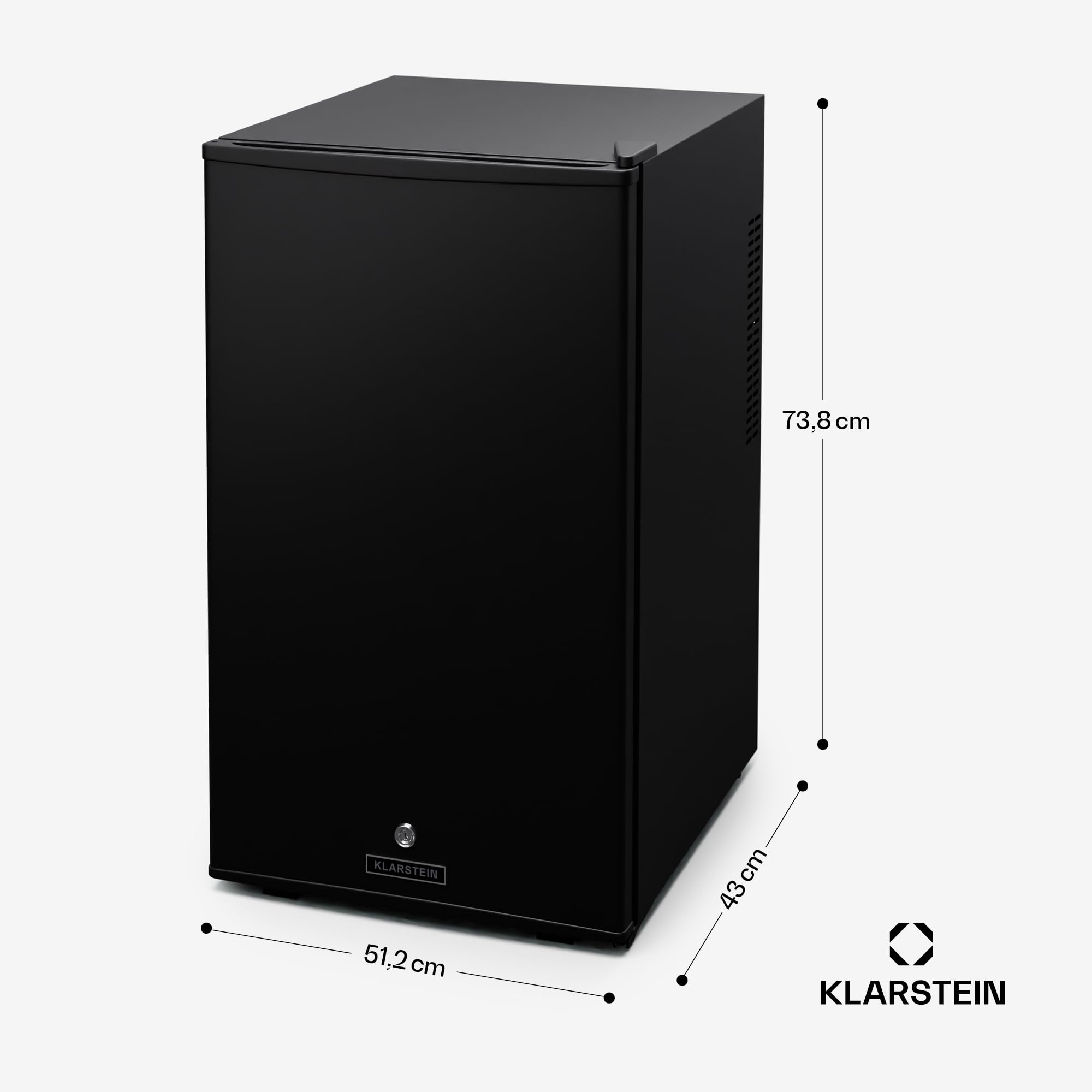 Klarstein 68L Mini Fridge with Glass Door - Compact & Quiet Beverage Cooler for Drinks & Snacks, Adjustable Shelves, Door Lock, Reversible Hinge, Height-Adjustable Feet - Perfect for Home, Office, Dorm, or Bar Use