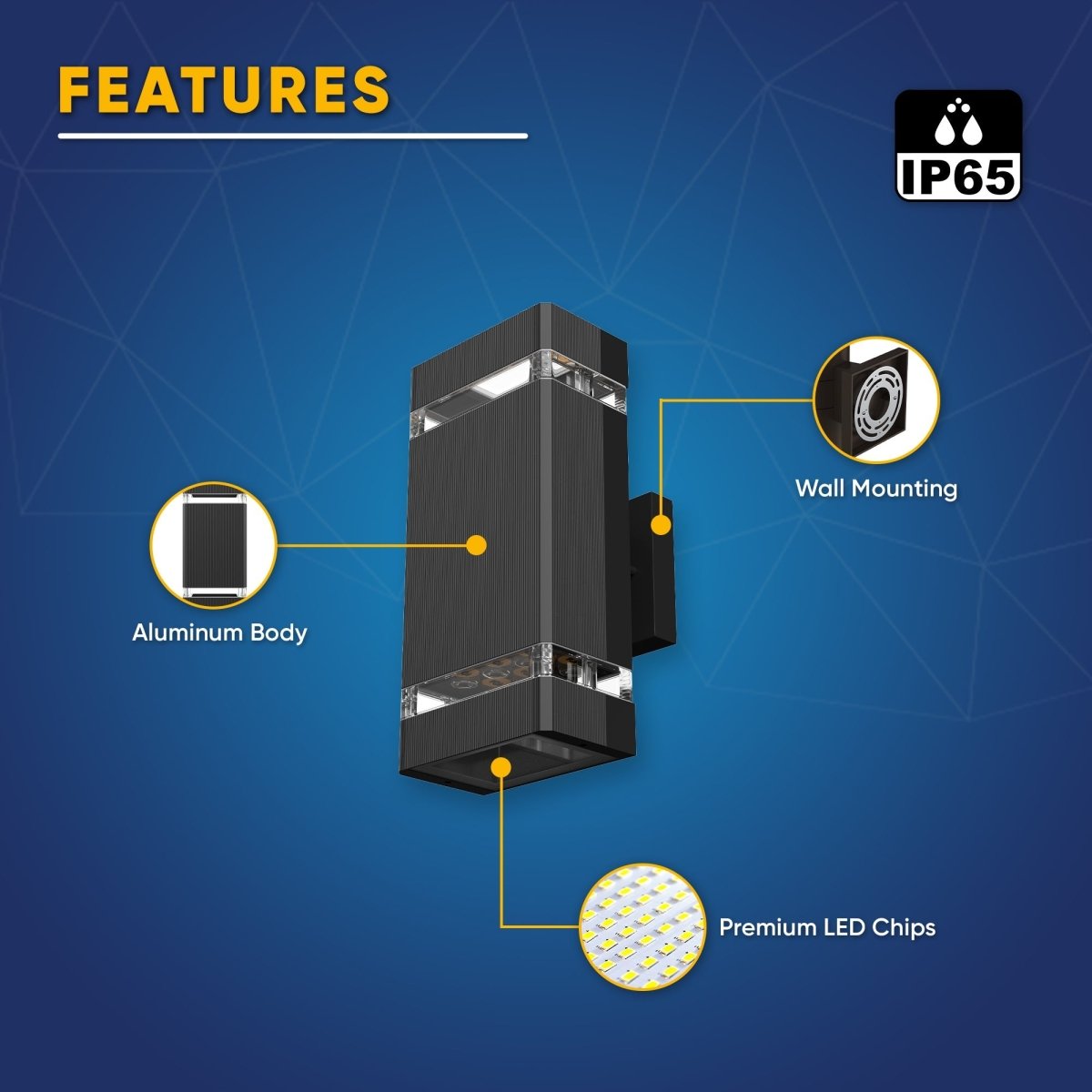 12W LED Wall Lights, Double-Sided Up & Down Lighting, AC100-277V Square Modern Wall Lamp, 3000K Warm White, IP65 Waterproof - Perfect for Hallways, Staircases, and Outdoor Entryways