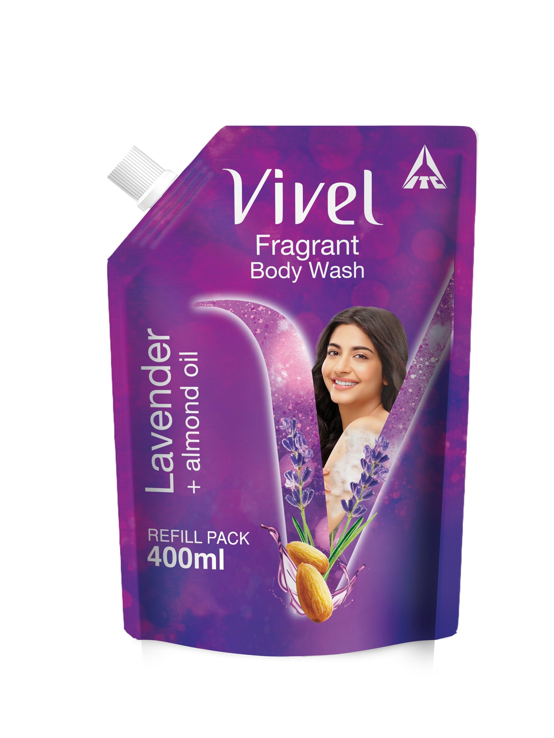 VIVEL Lavender & Almond Oil Body Wash - 500ml & 400ml - Moisturizing & Relaxing Shower Gel for Dry Skin - Perfect for Daily Use & Aromatherapy