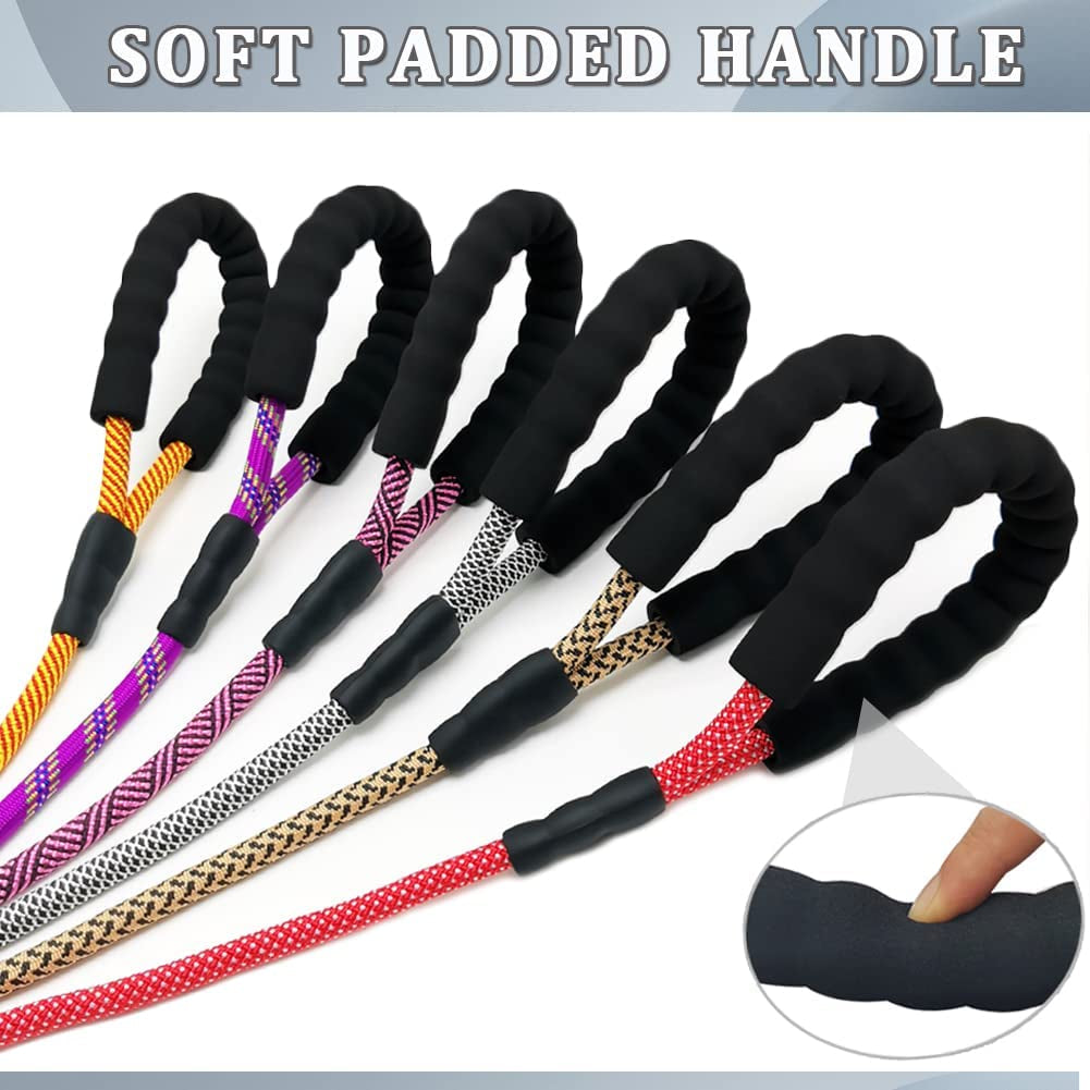 6ft Heavy Duty Rope Dog Leash with Soft Padded Handle - Durable Reflective Pet Walking Lead for Large Dogs, Outdoor Adventures & Nighttime Safety