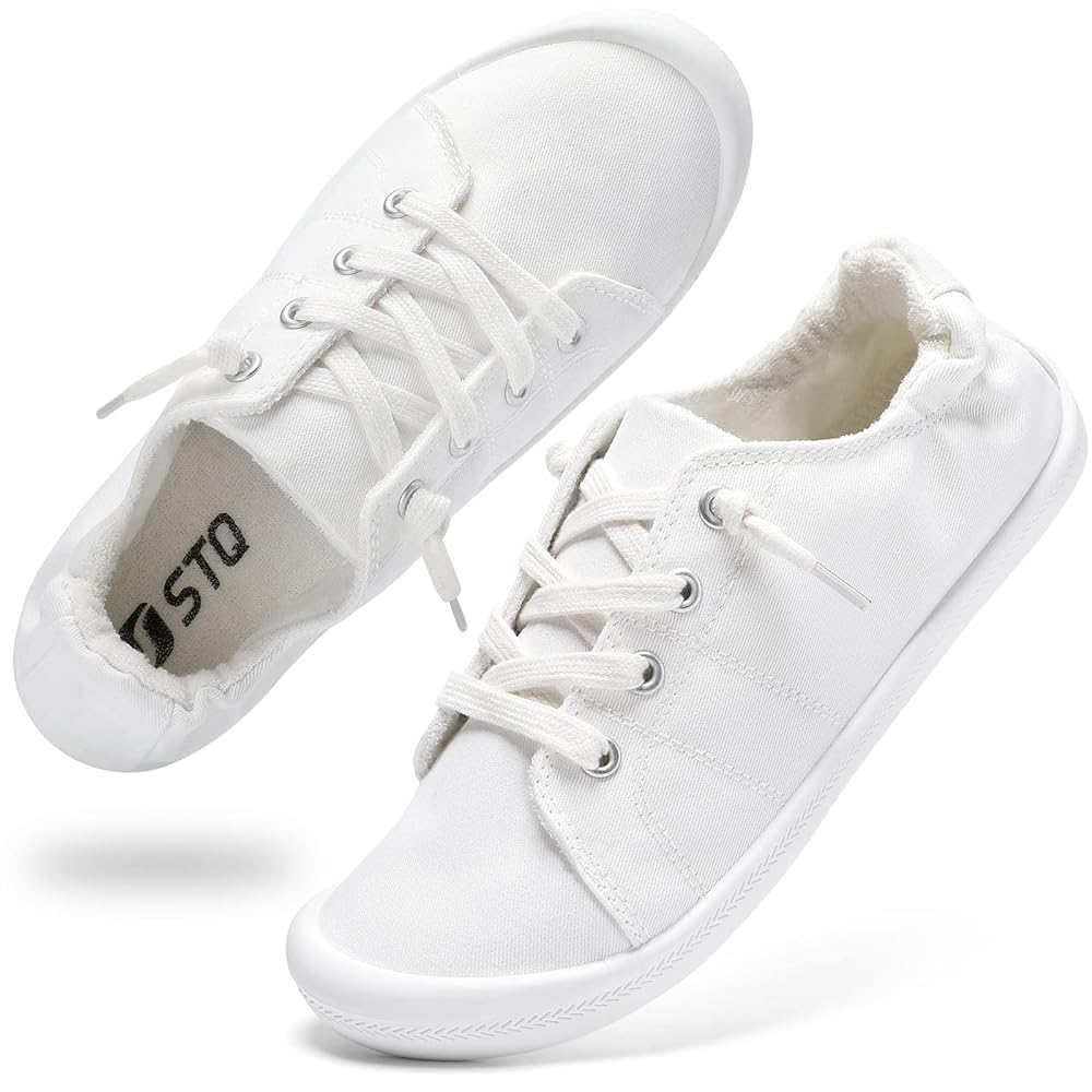 STQ Women's Slip-On Canvas Sneakers - Comfortable Casual Shoes with Arch Support for Walking, Travel & Everyday Wear