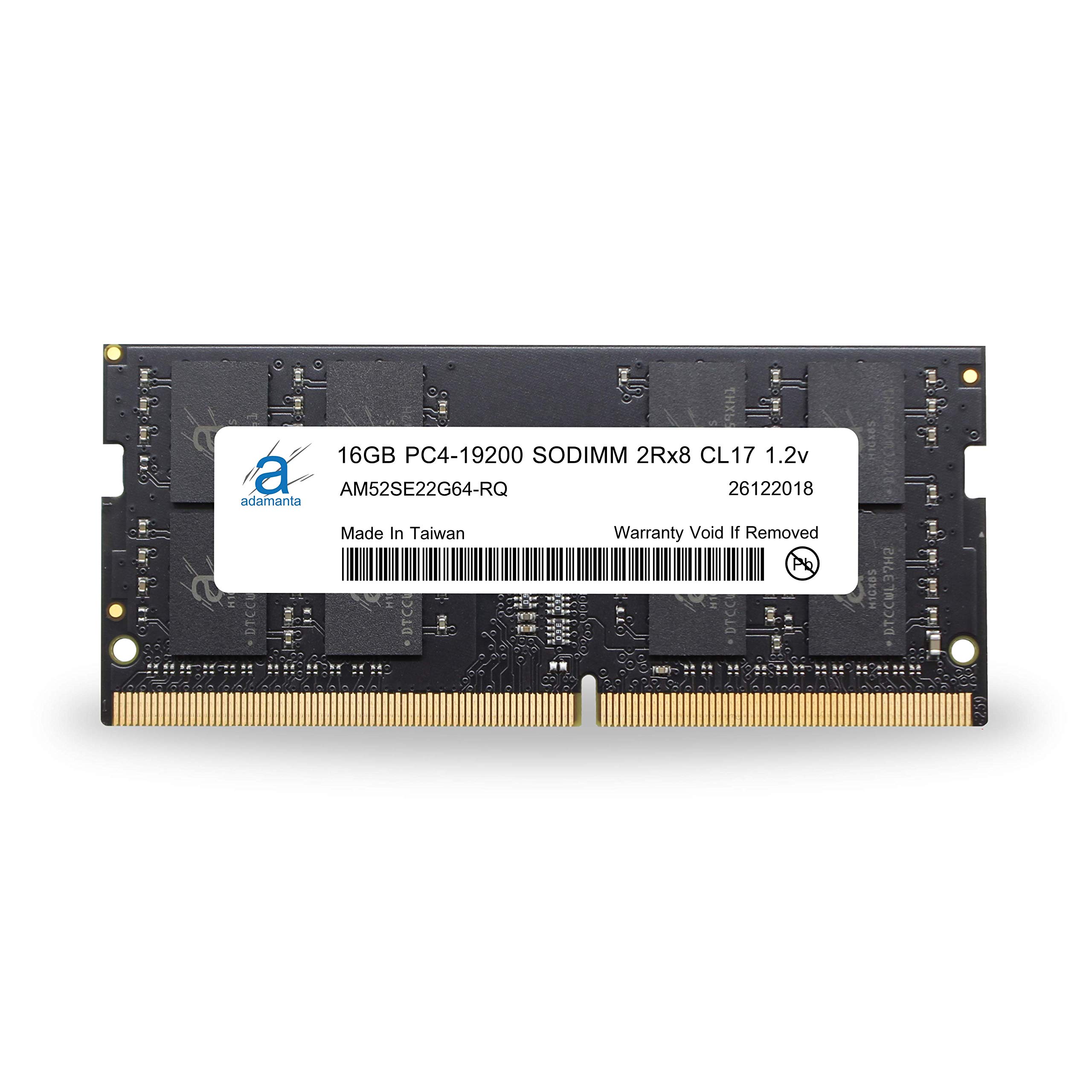 Adamanta 16GB (1x16GB) DDR4 2400MHz SODIMM Laptop RAM - Compatible with Acer Nitro 5 AN515 (PC4-19200, CL17, 1.2V, 2Rx8) - Memory Upgrade for Gaming, Multitasking & Performance Boost