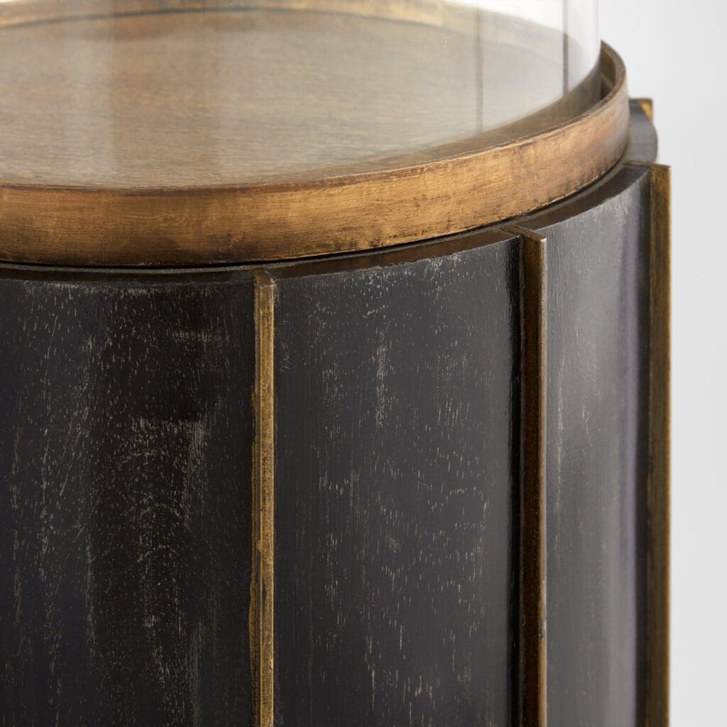 Cyan Design 11642 Reed Hurricane Vase - Antique Brass & Dark Brushed Mango Finish - Medium Size Home Decor for Living Room, Dining Table, or Office Centerpiece