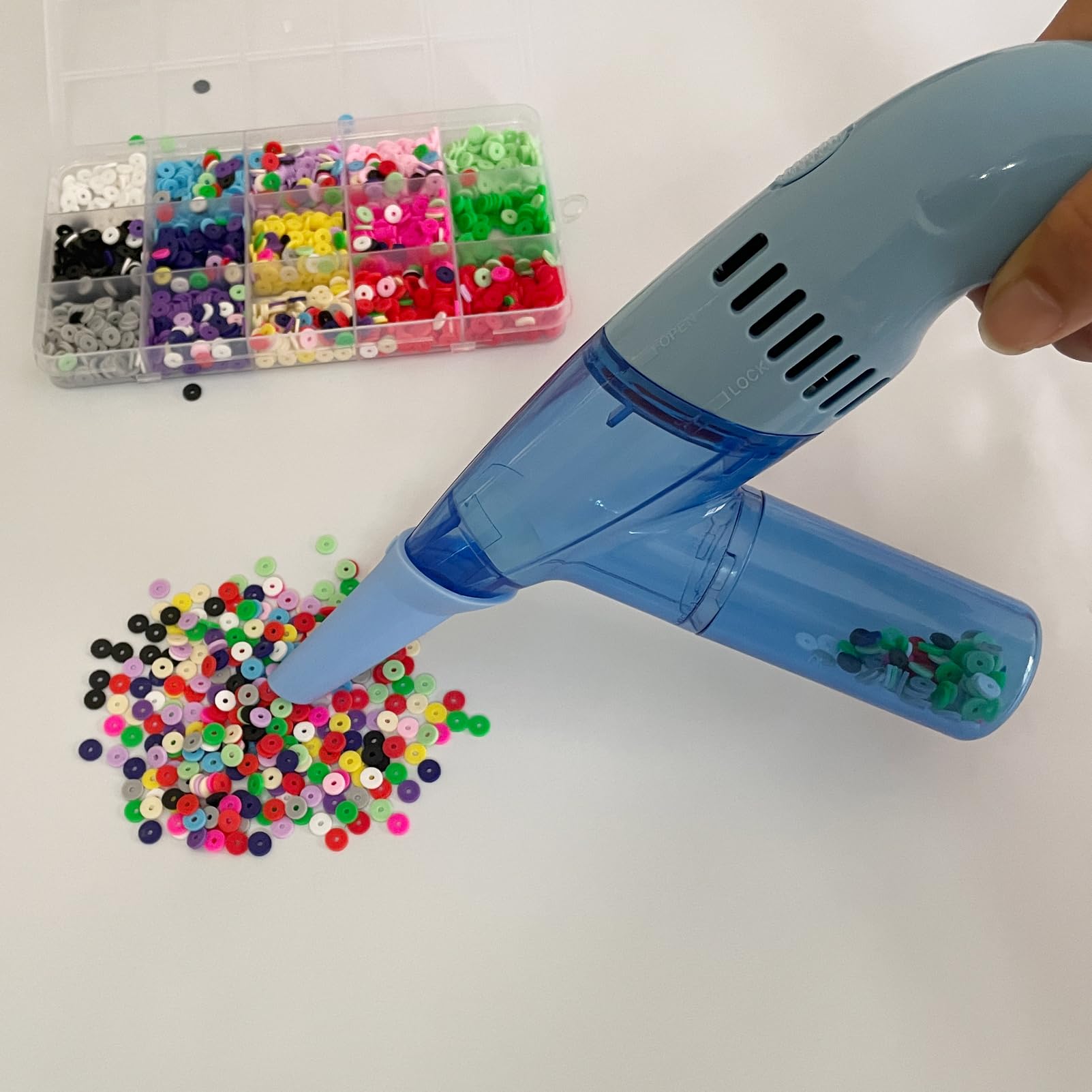 Electric Bead Suction Tool - Handheld Vacuum for Jewelry Making, Tiny Bead Cleaner & Bug Vacuum Machine - Portable Craft & Car Cleaning Device (Blue) | Perfect for Jewelry Design, Crafting & Small Debris Removal