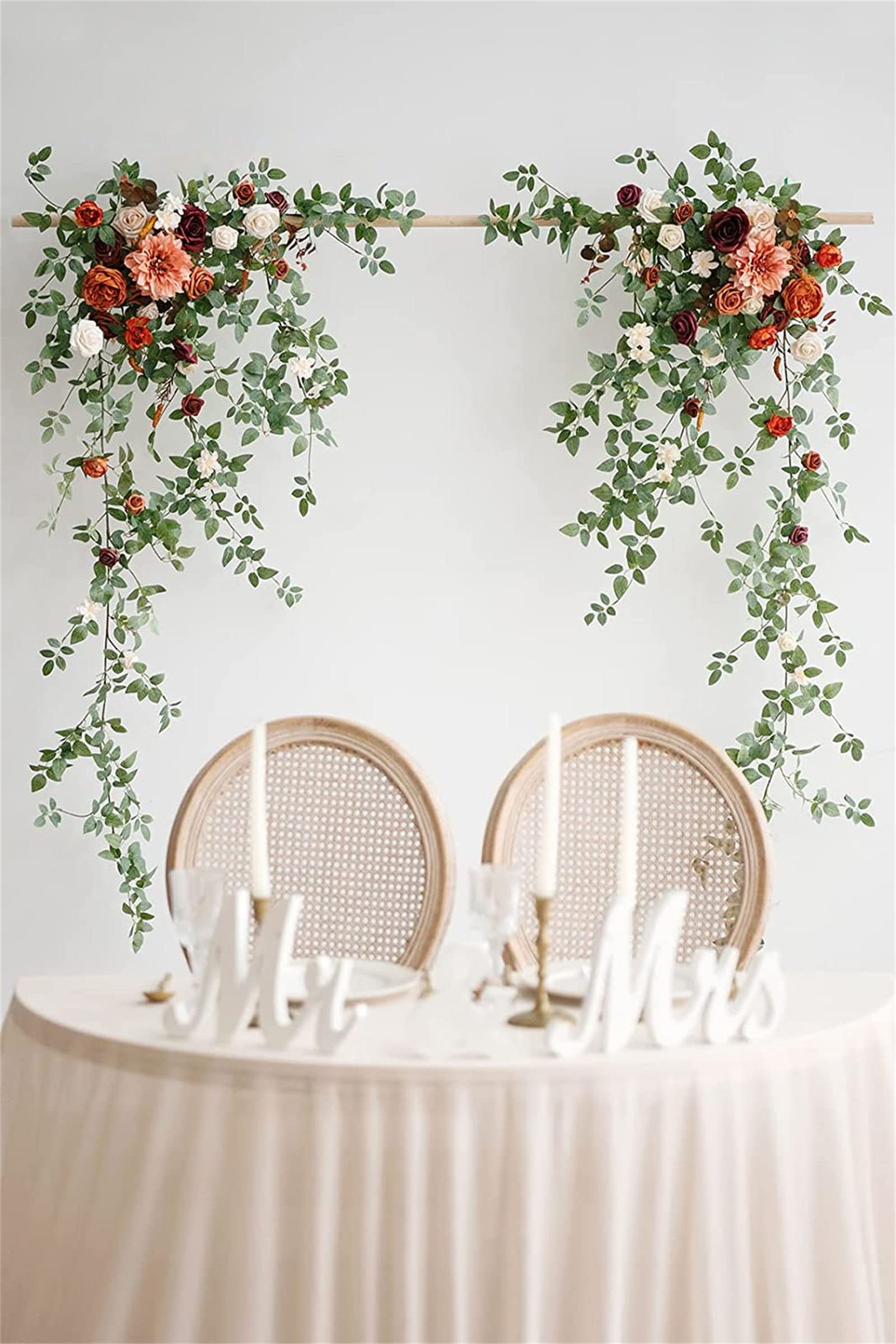 2 PCS White Rose Wedding Arch Flowers Kit - Artificial Flower Garland Swag for Ceremony & Reception Backdrop Decor - Perfect for Wedding, Anniversary, and Party Decoration
