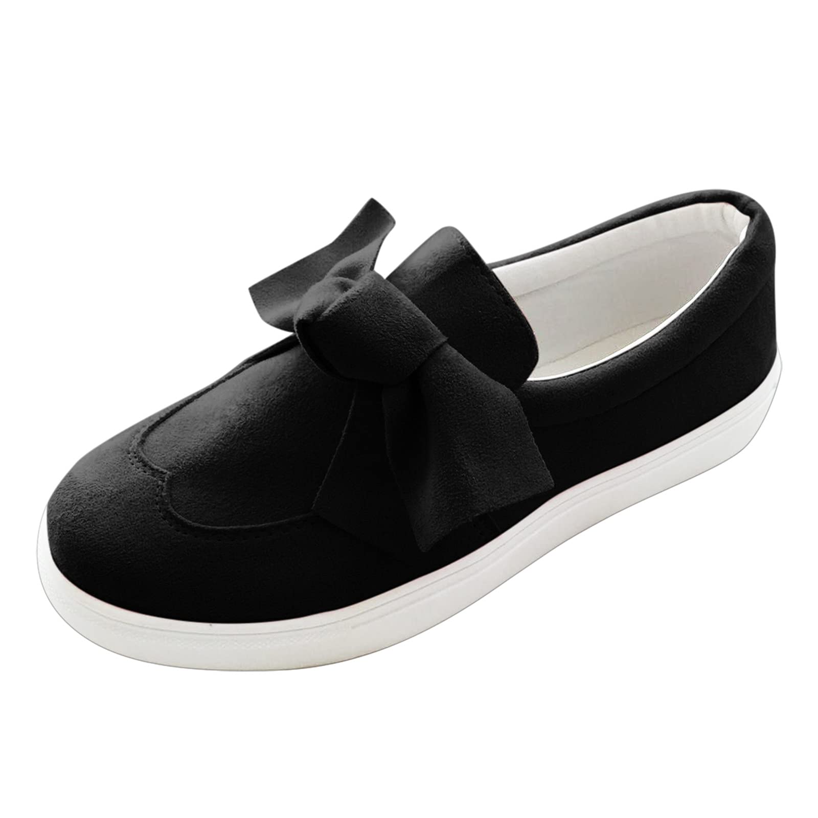 Women's Slip-On Canvas Sneakers - Casual Flat Loafers with Bow Detail - Comfortable Low-Top Walking Shoes for Women | Perfect for Everyday Wear, Office, Travel & Shopping