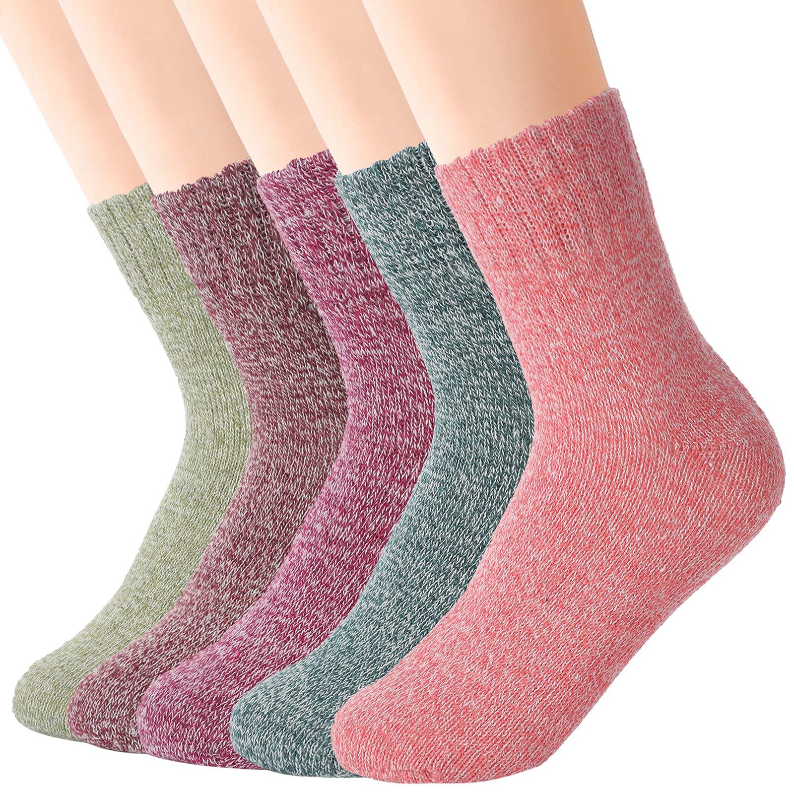 Warm Wool Socks for Women - 5 Pairs Winter Hiking Socks for Outdoor Activities