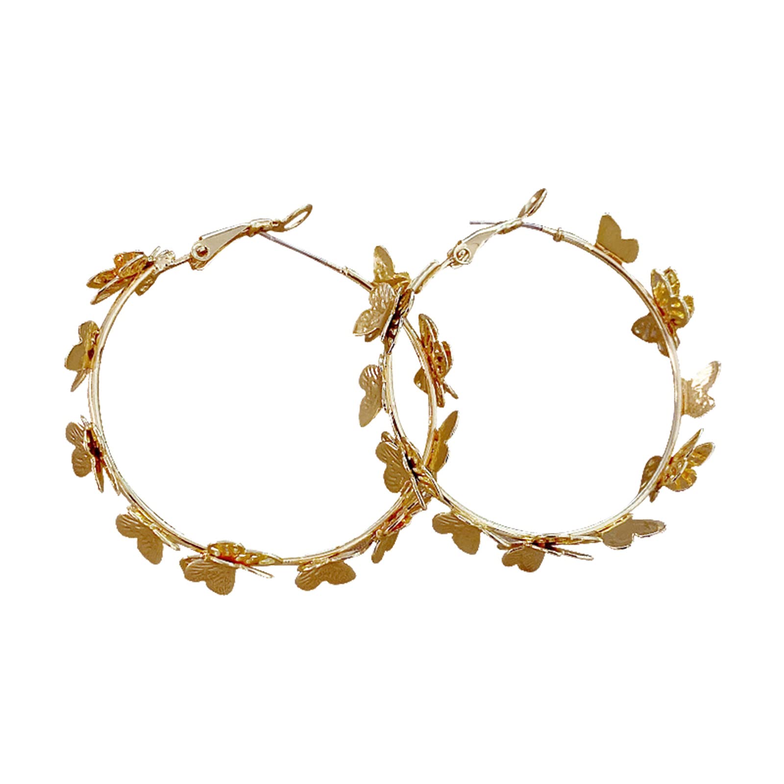 Golden Butterfly Hoop Earrings for Women - Fashionable Personality Jewelry Set, Elegant Gift for Her | Perfect for Parties, Dating & Special Occasions