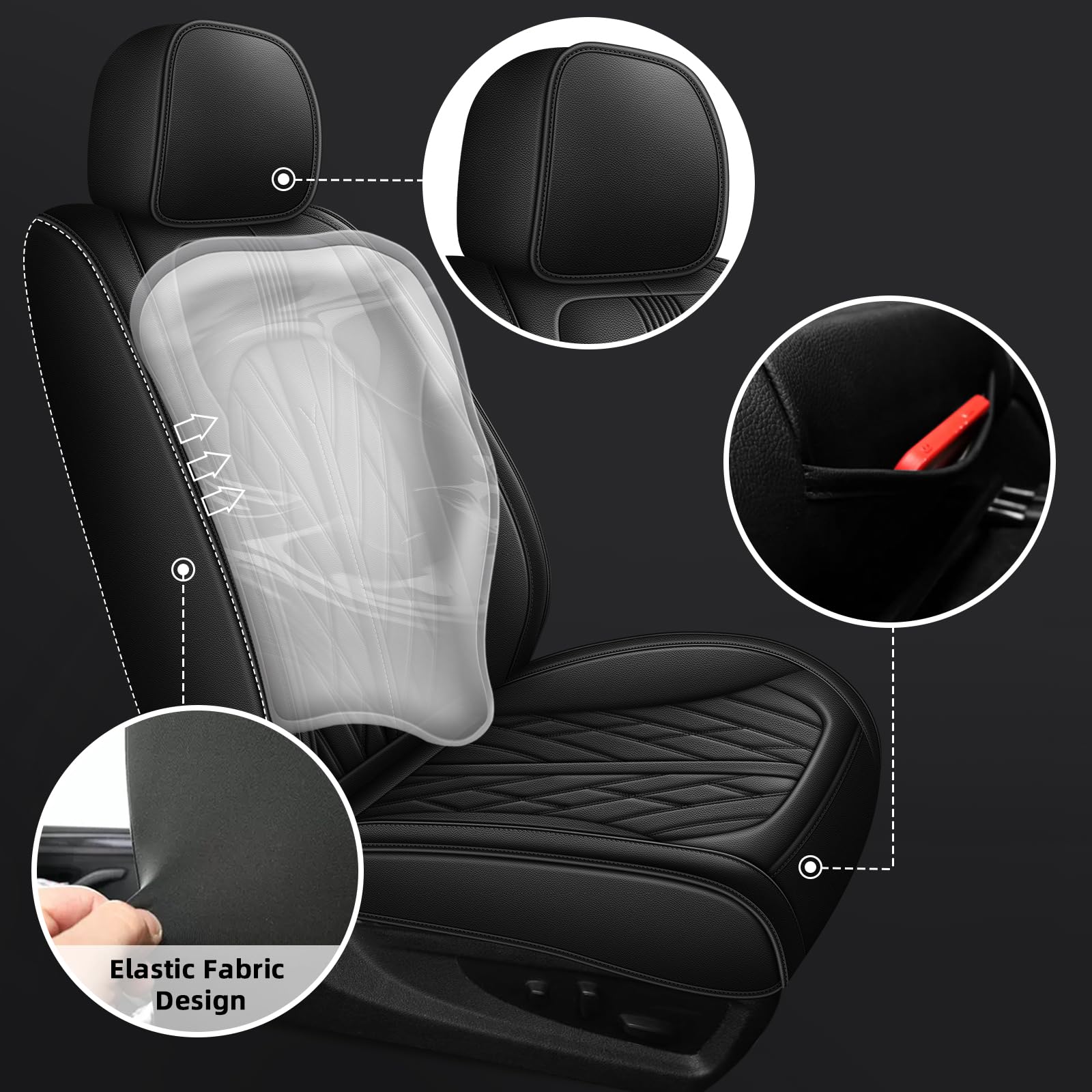 TTX LIGHTING Custom Leather Seat Covers for 2019-2024 Chevy Silverado & GMC Sierra 1500/2500HD/3500HD - Trail Boss Z71 Crew/Double/Extended Cab - Full Set Black Truck Seat Protectors | Perfect for Off-Roading, Daily Commute & Interior Upgrade